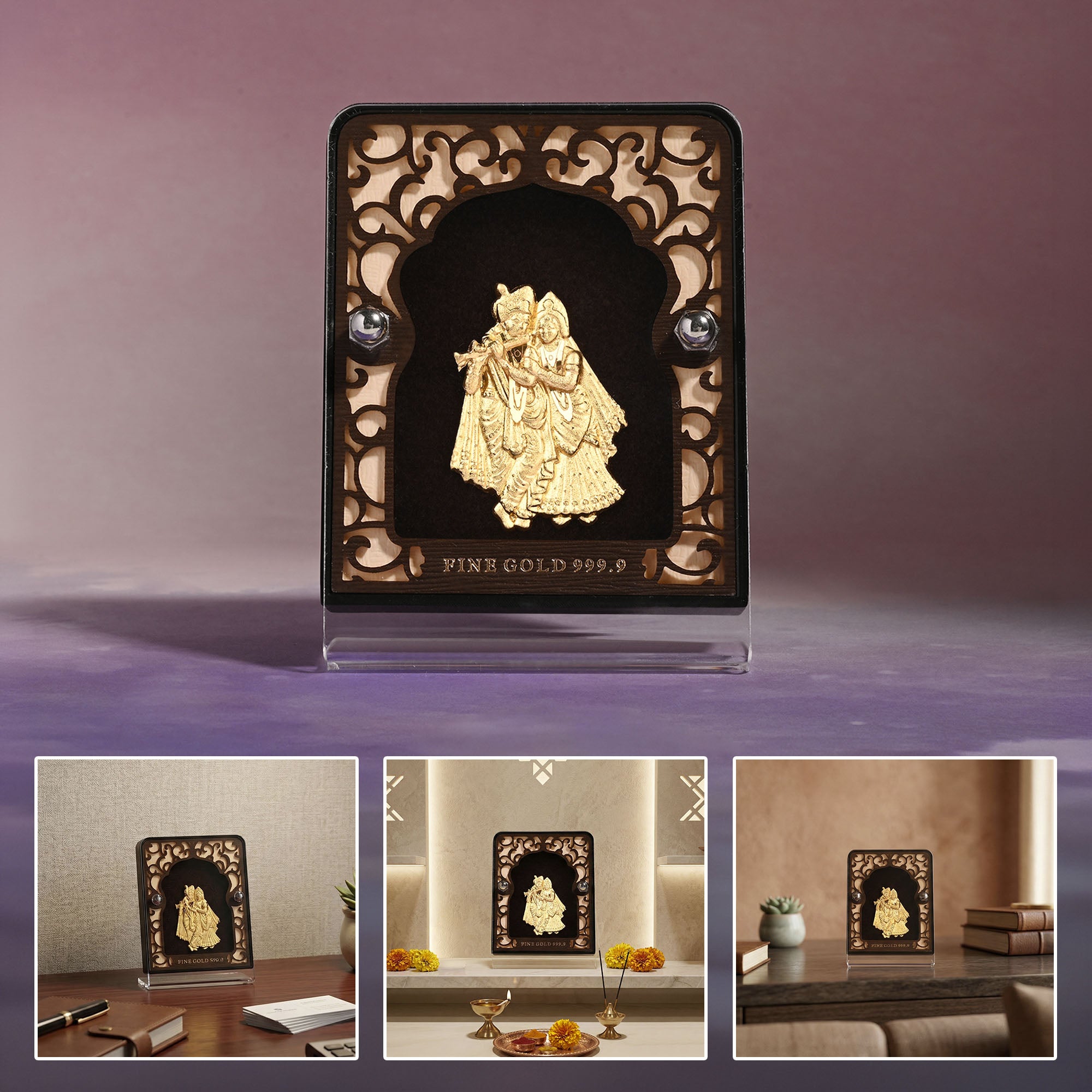 Radha Krishna 24K Gold Foil Frame