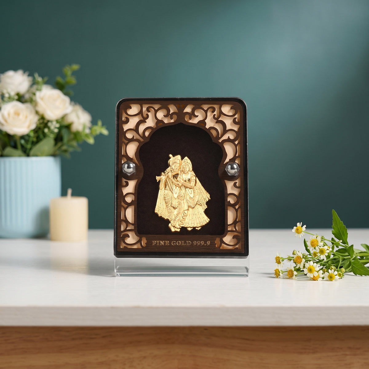 Radha Krishna 24K Gold Foil Frame