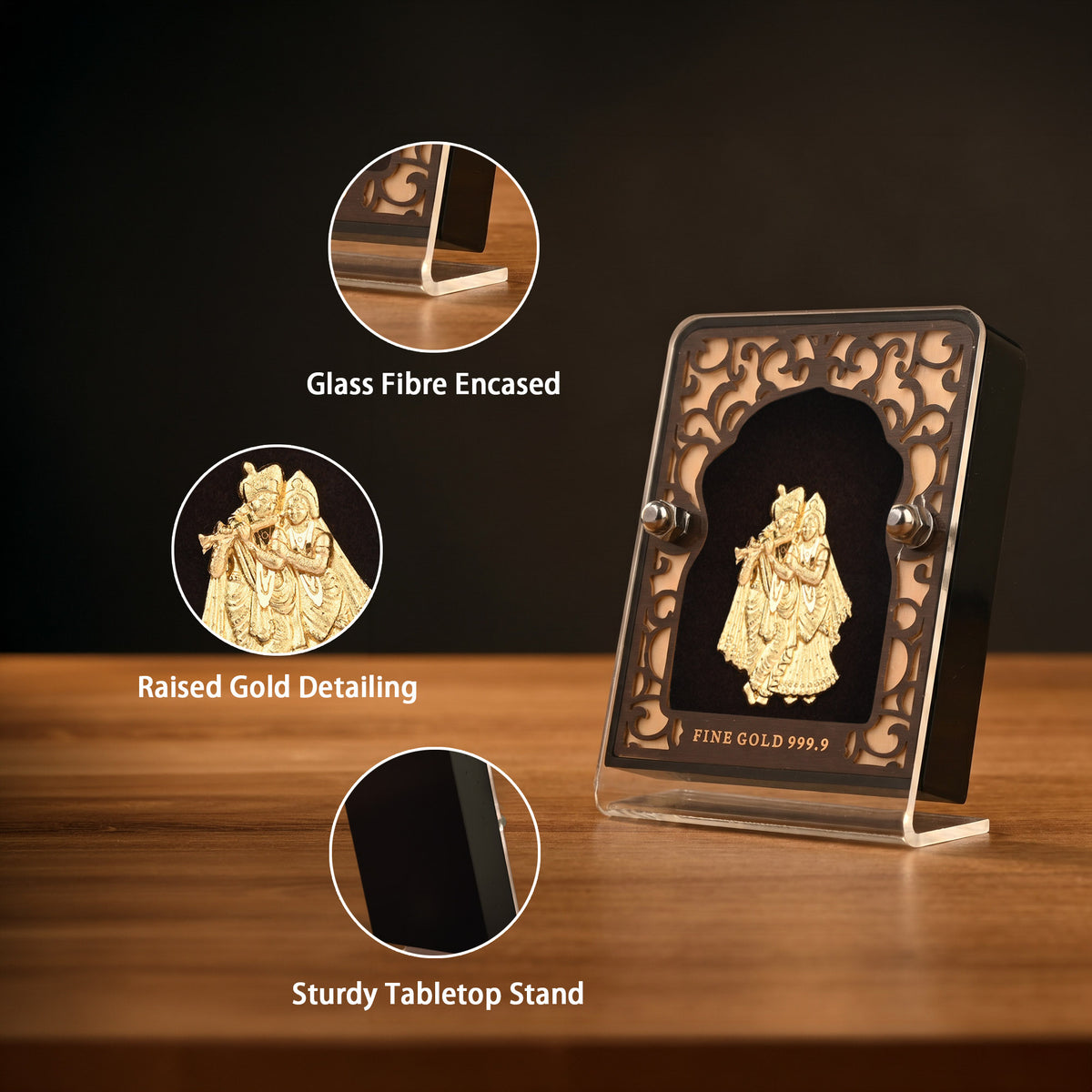 Radha Krishna 24K Gold Foil Frame