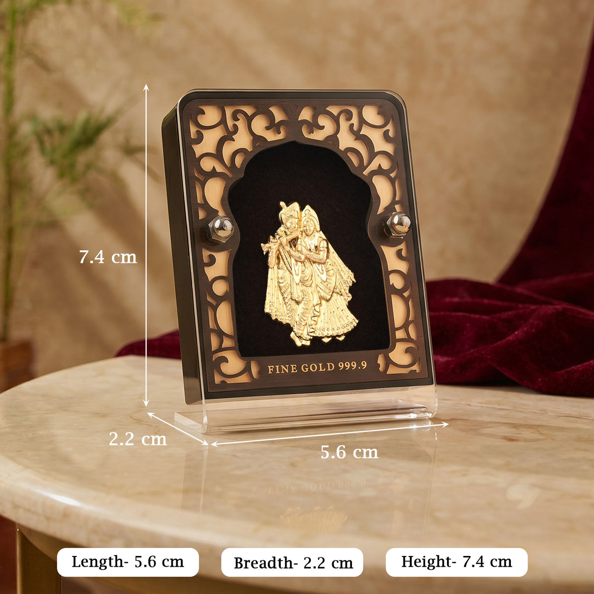 Radha Krishna 24K Gold Foil Frame