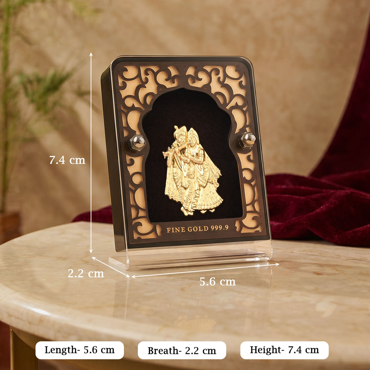 Radha Krishna 24K Gold Foil Frame