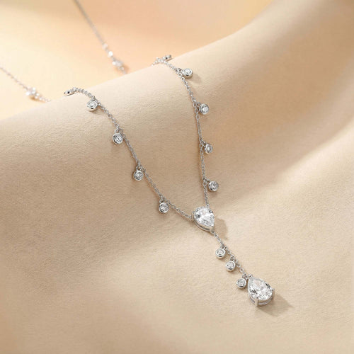 Lariat Silver Drop Necklace