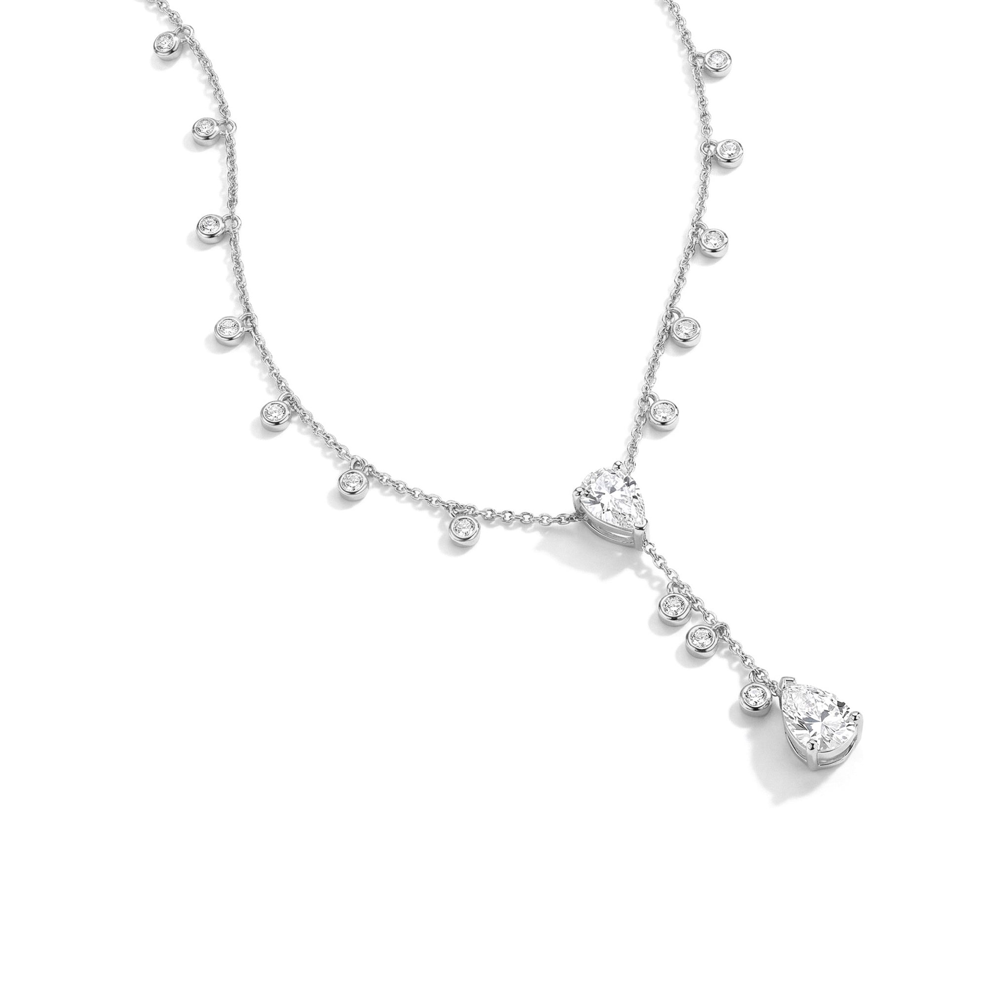 Lariat Silver Drop Necklace