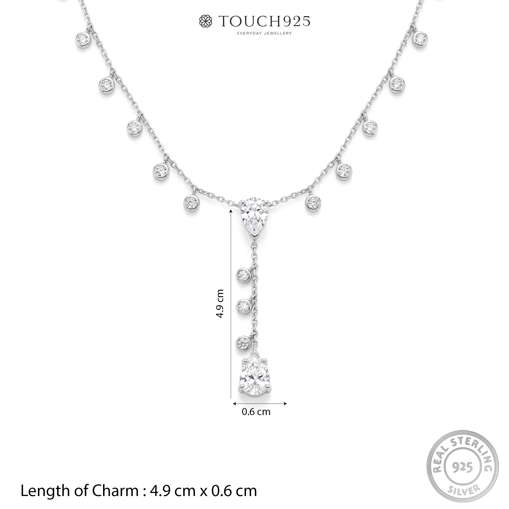 Lariat Silver Drop Necklace