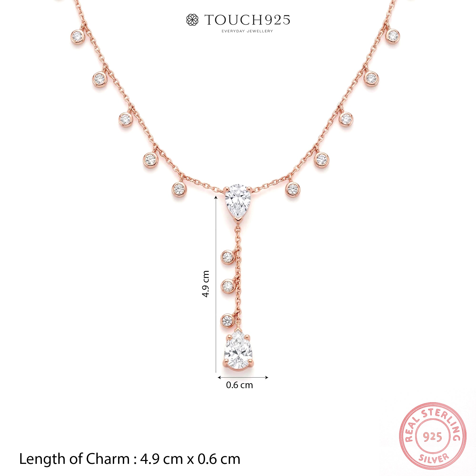 Lariat Silver Drop Necklace