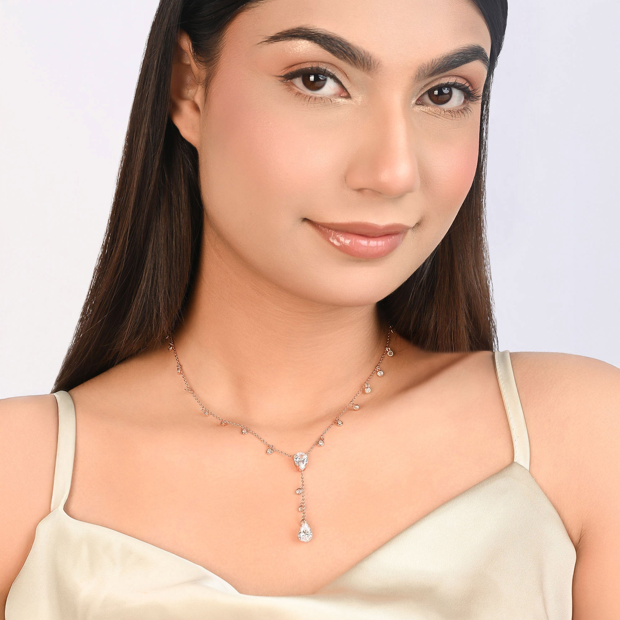 Lariat Silver Drop Necklace