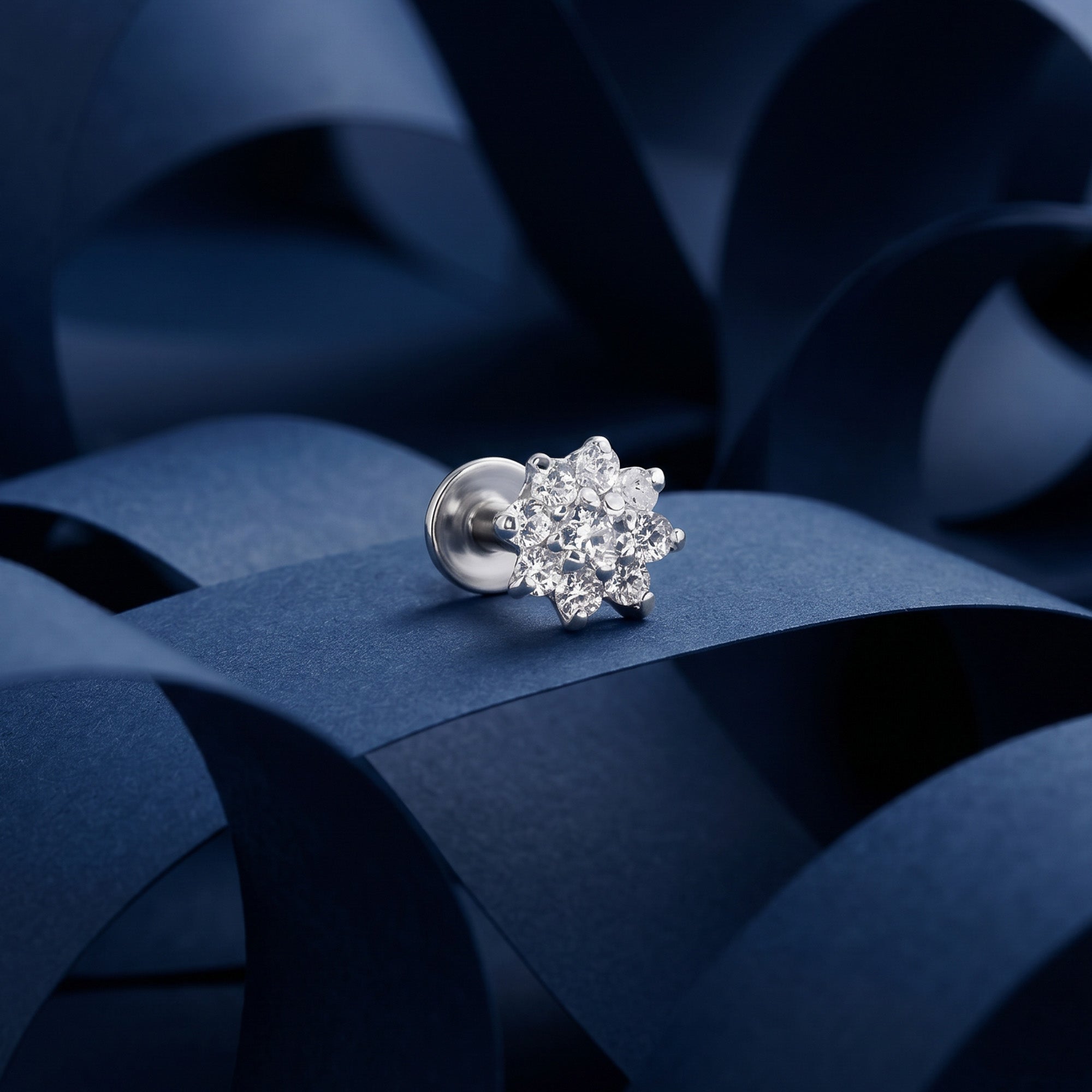 Radiant Floral Cluster Silver Stud