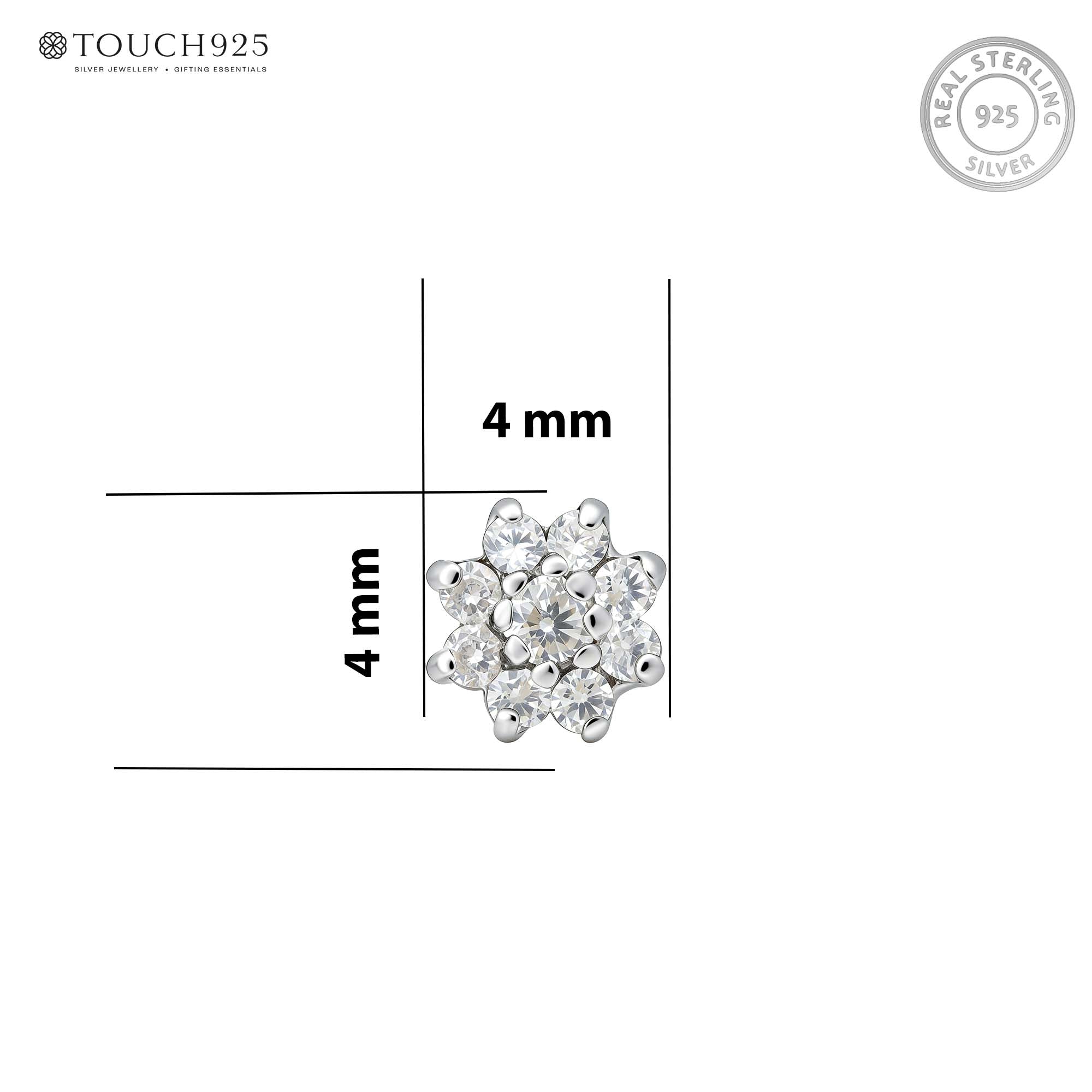 Radiant Floral Cluster Silver Stud