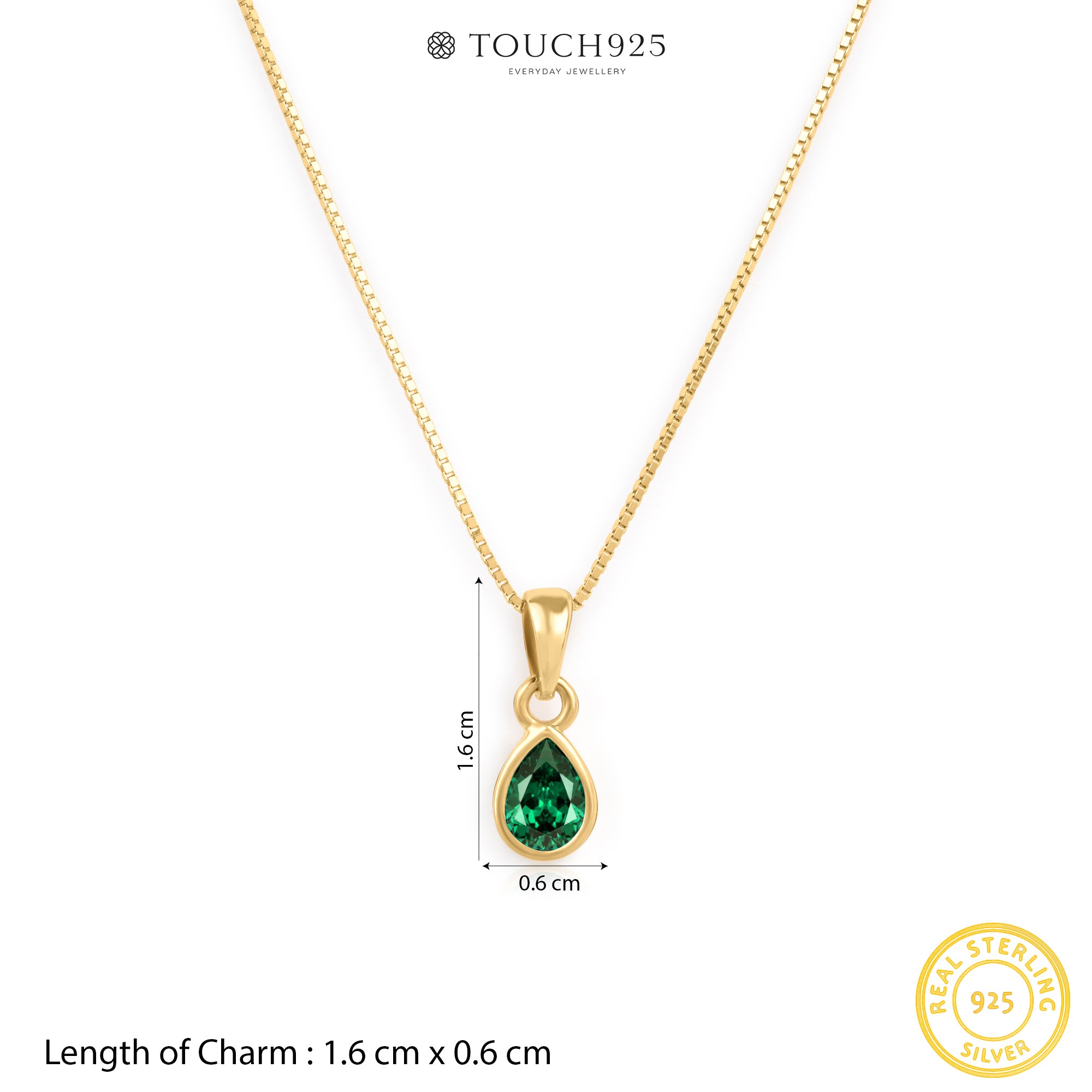 May Birthstone Silver Necklace