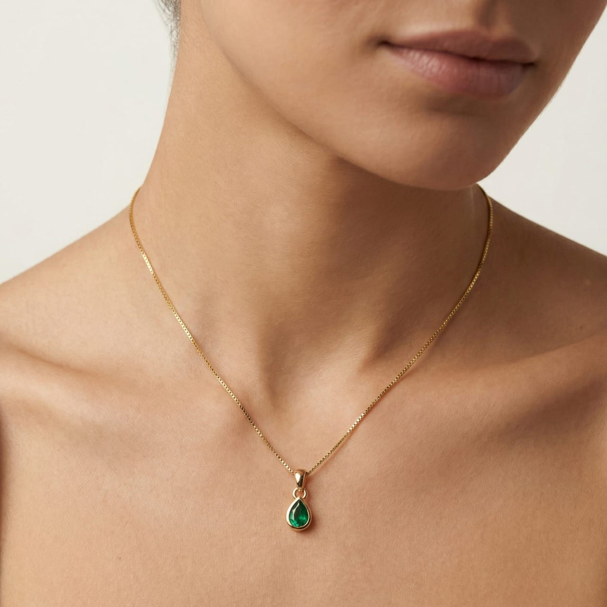 May Birthstone Silver Necklace