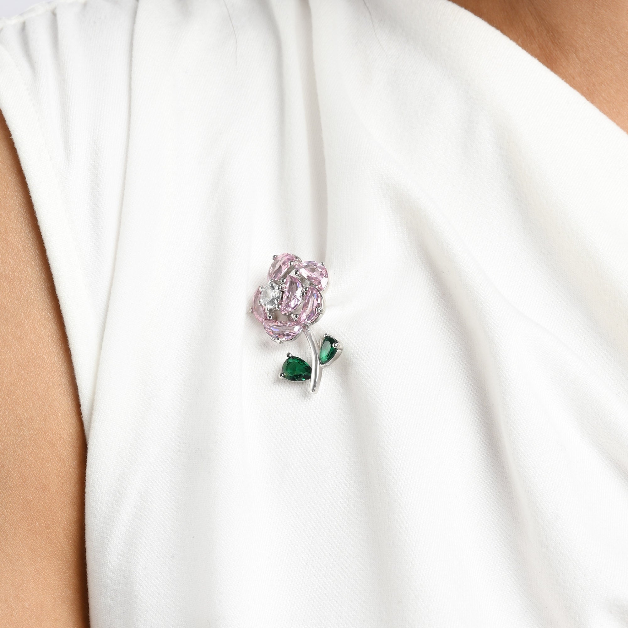 Rose Bloom Silver Brooch