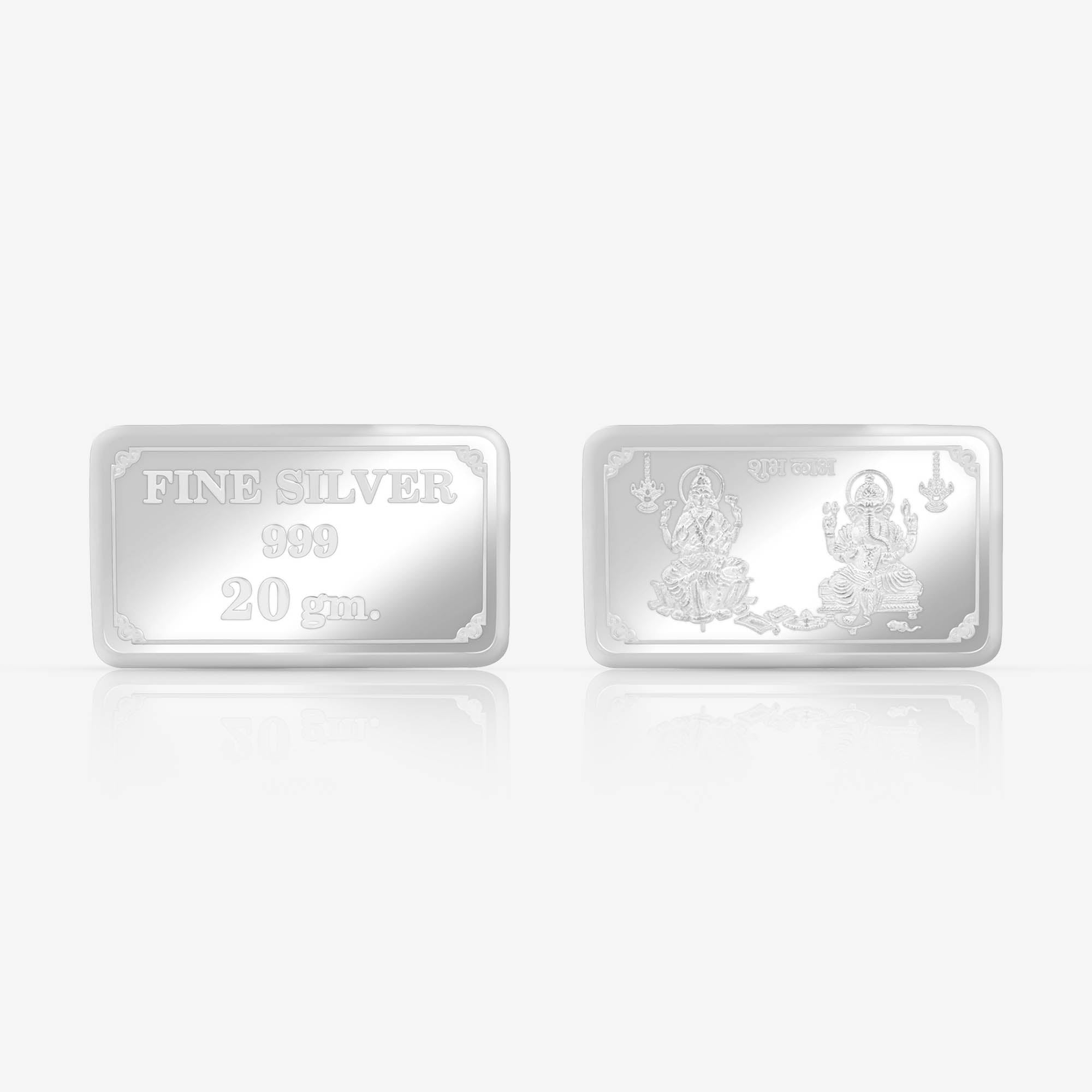 999 Silver 20g Ganesh and Laxmi Bar
