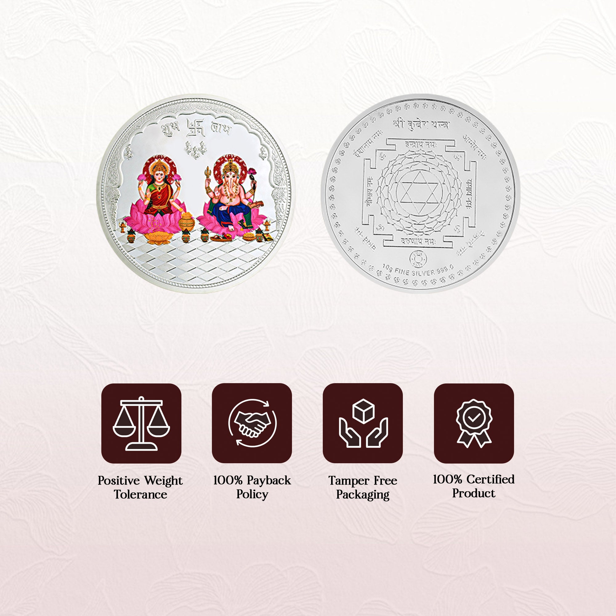 Pure 999 Silver 10g Lakshmi Ganesh Coin