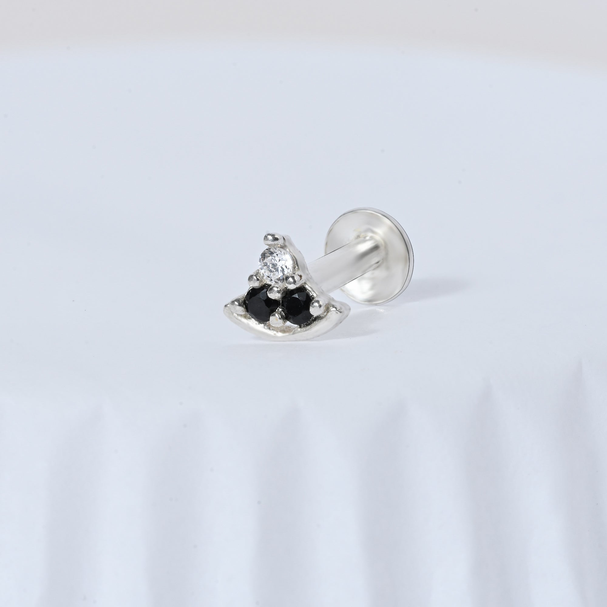 Crescent Sparkle Silver Nose Pin