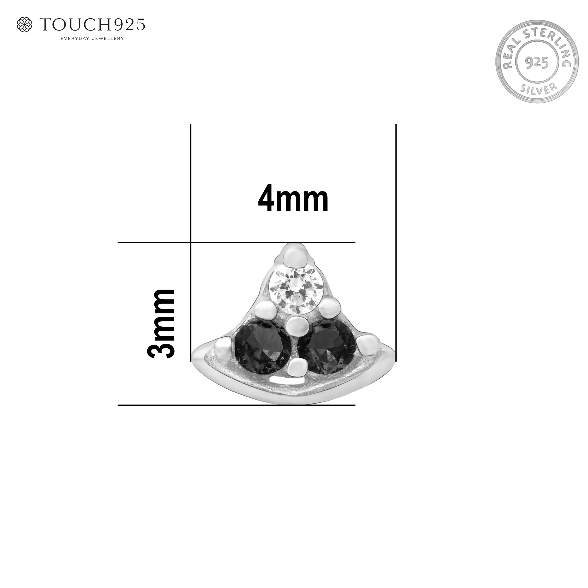 Crescent Sparkle Silver Nose Pin