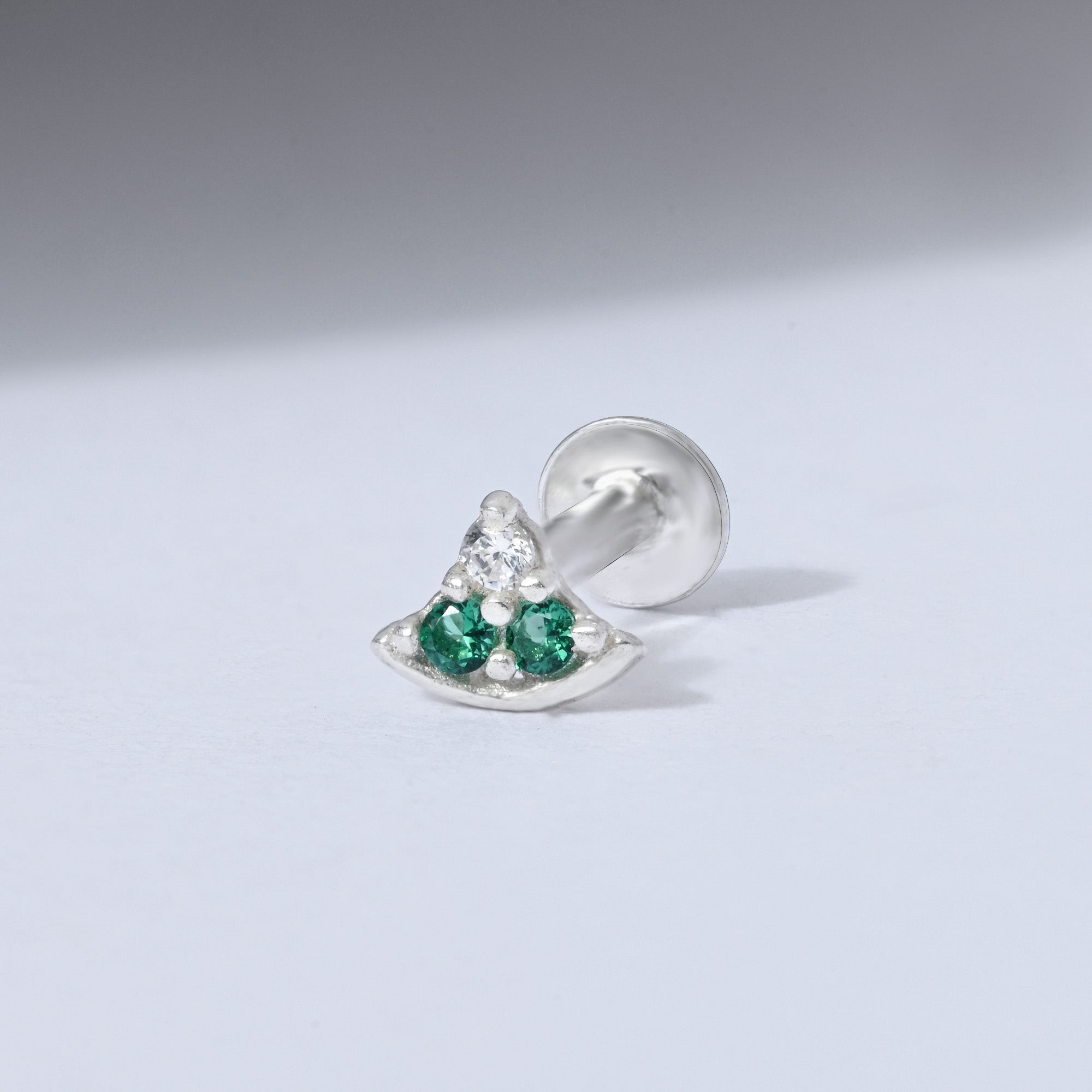 Crescent Sparkle Silver Nose Pin