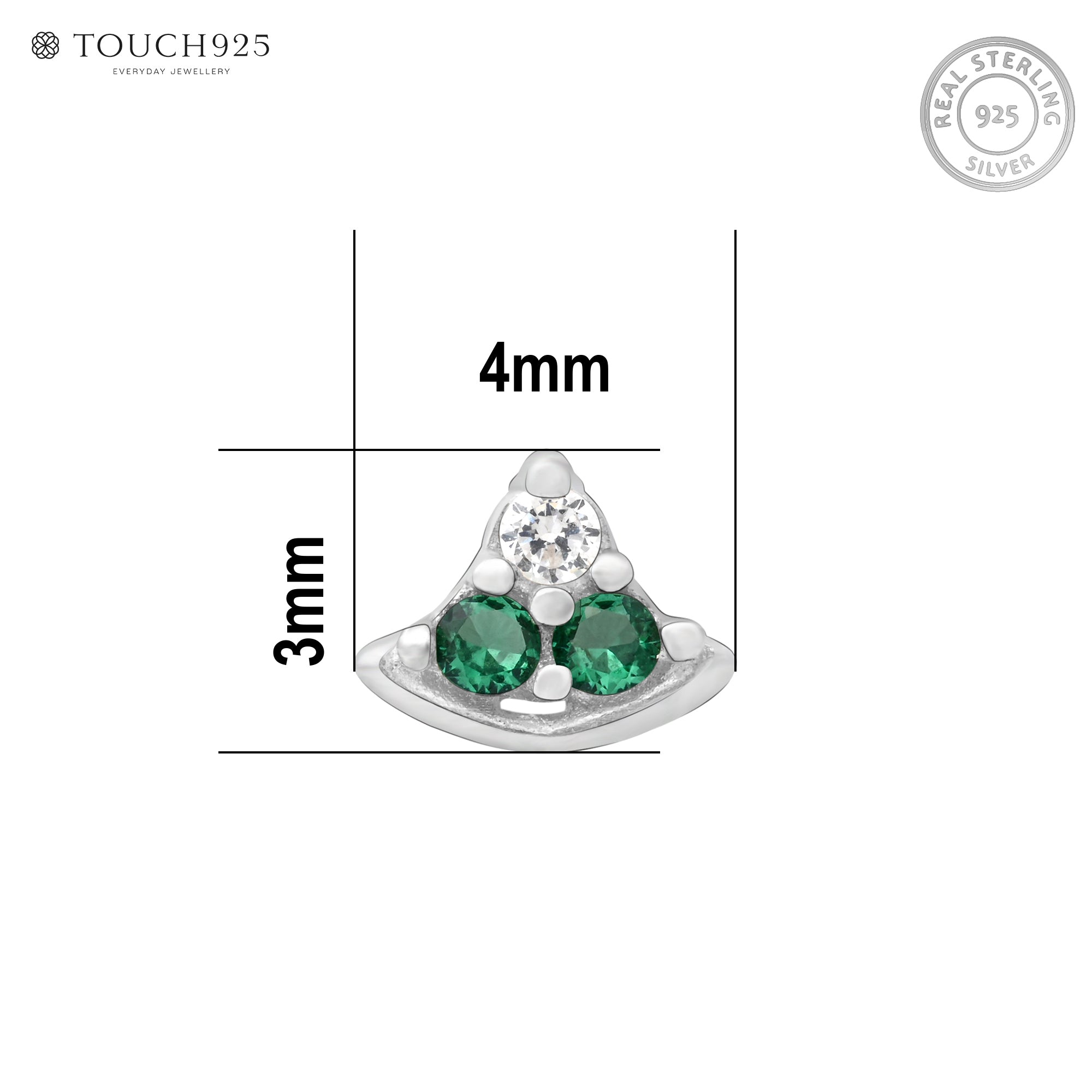 Crescent Sparkle Silver Nose Pin