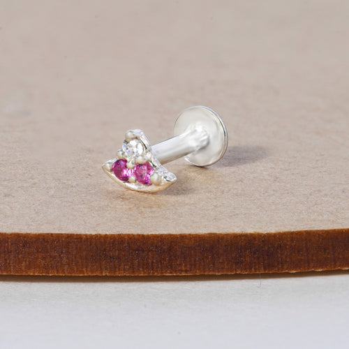 Crescent Charm Silver Nose Pin