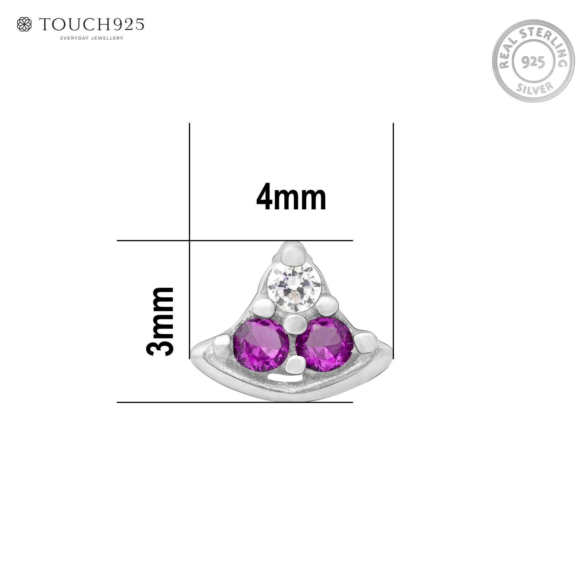 Crescent Charm Silver Nose Pin