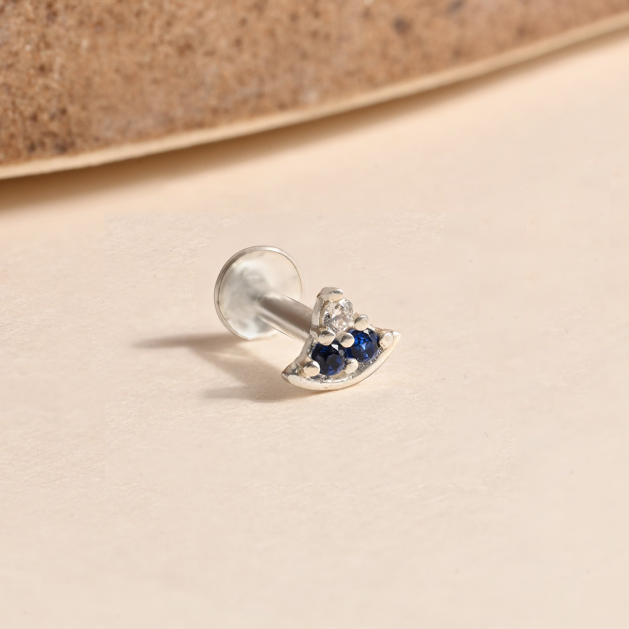 Crescent Sparkle Silver Nose Pin