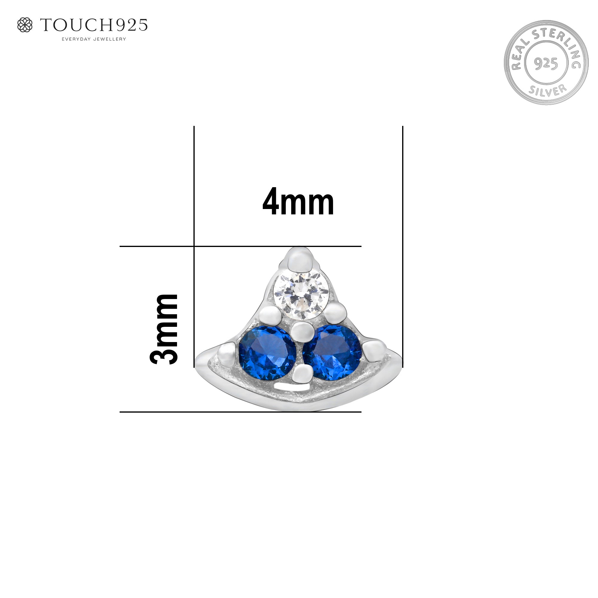 Crescent Sparkle Silver Nose Pin