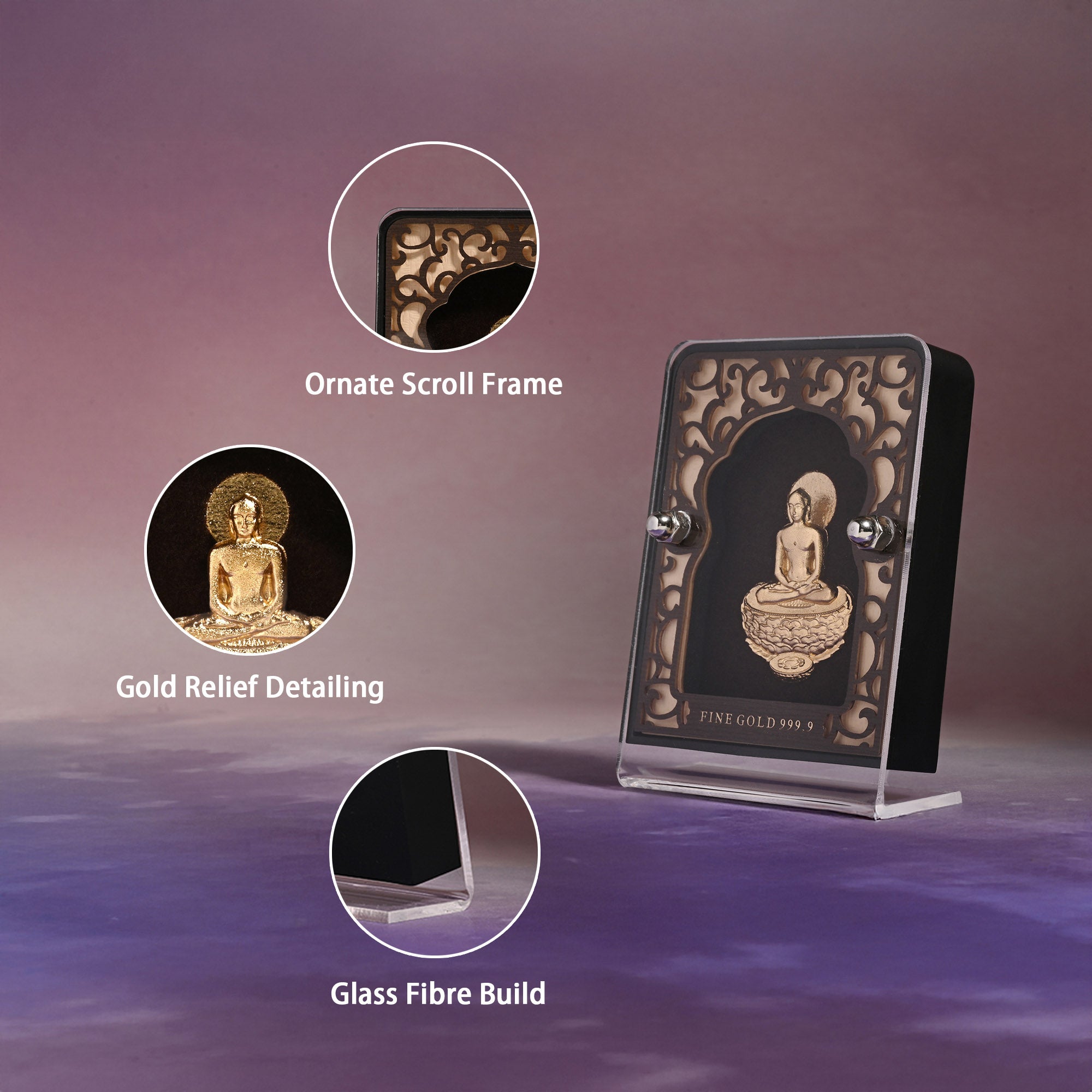 24K Gold Foil Mahavir Swami Frame