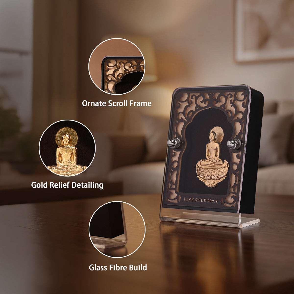 24K Gold Foil Mahavir Swami Frame