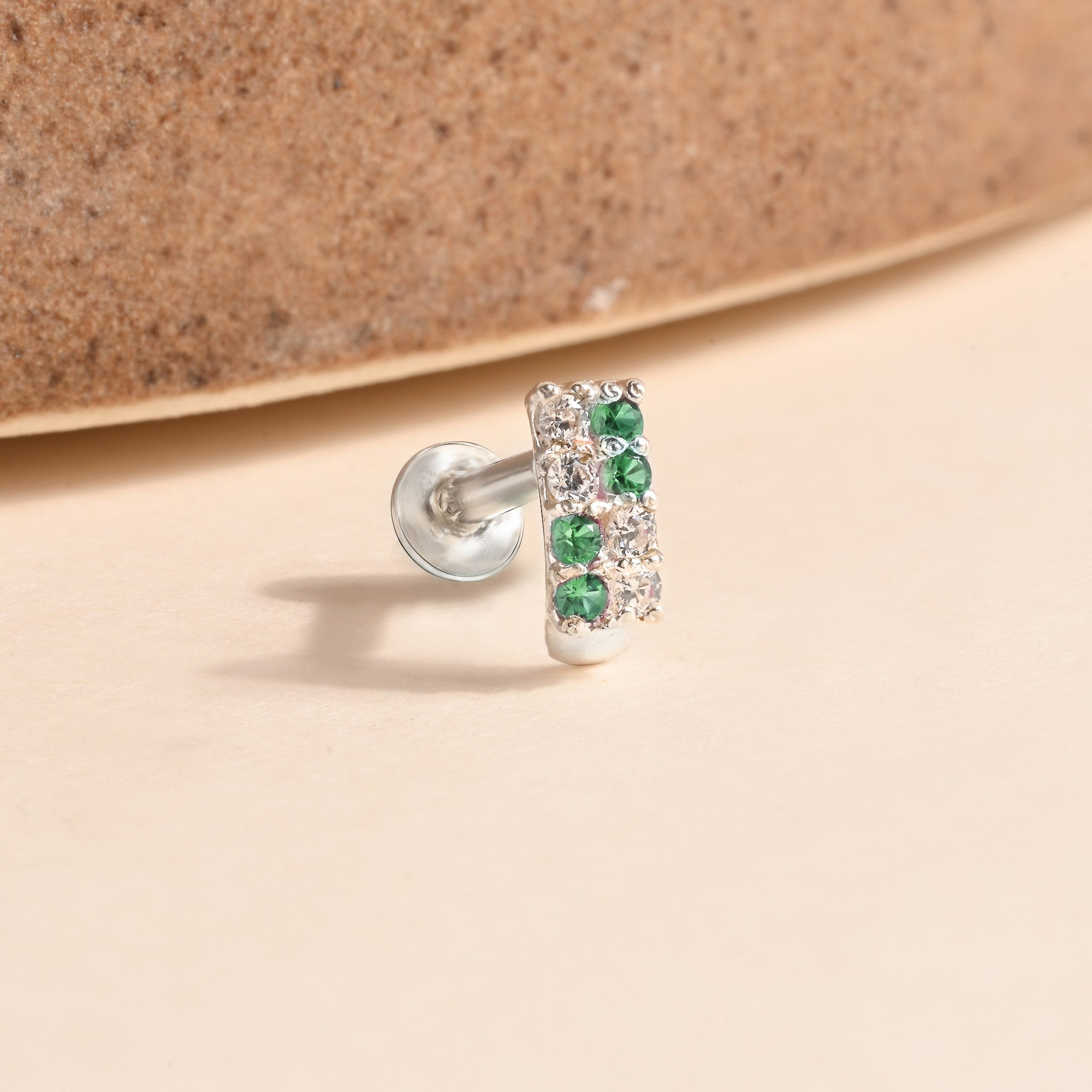 Radiant Bar Silver Nose Pin