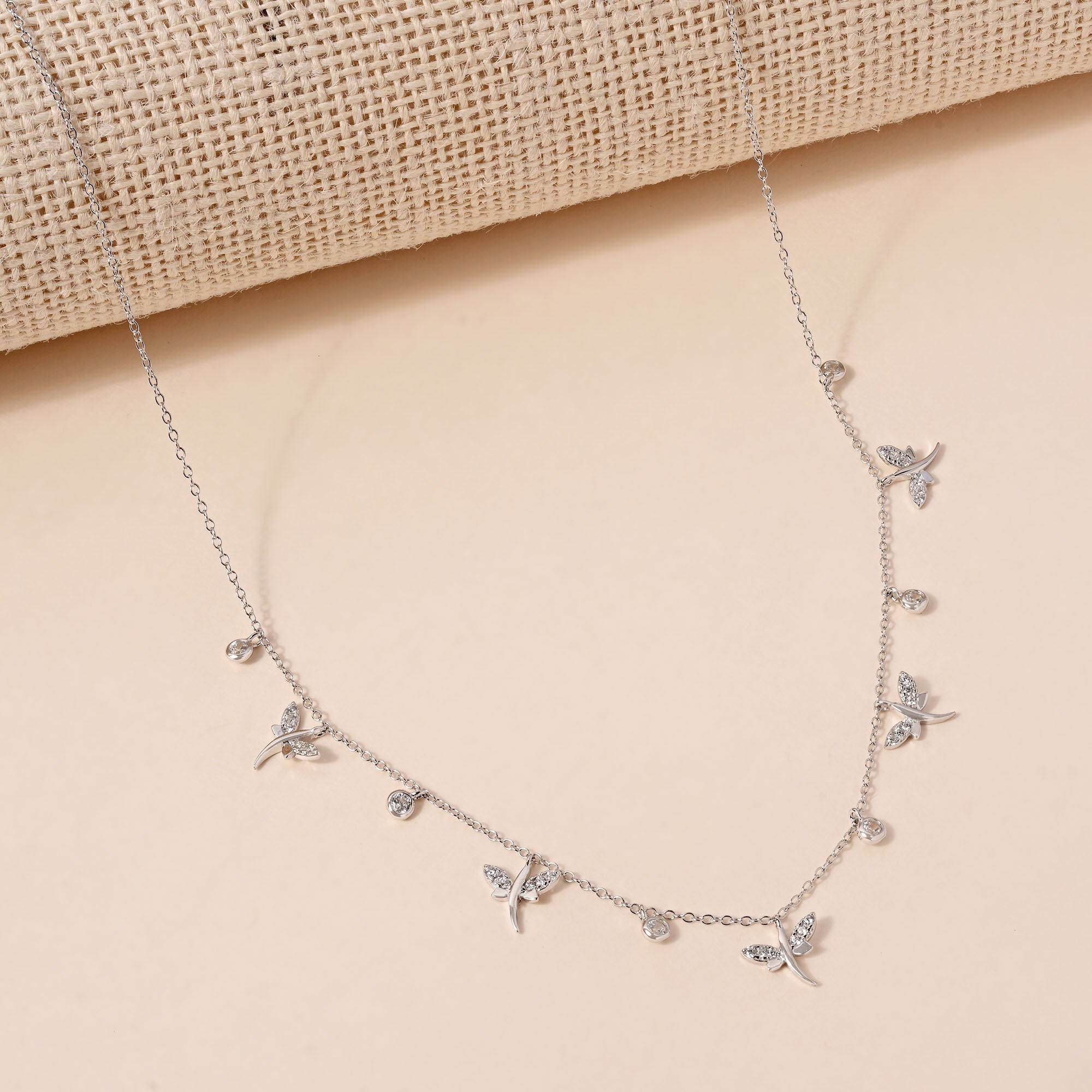 Dragonfly Charm Station Necklace
