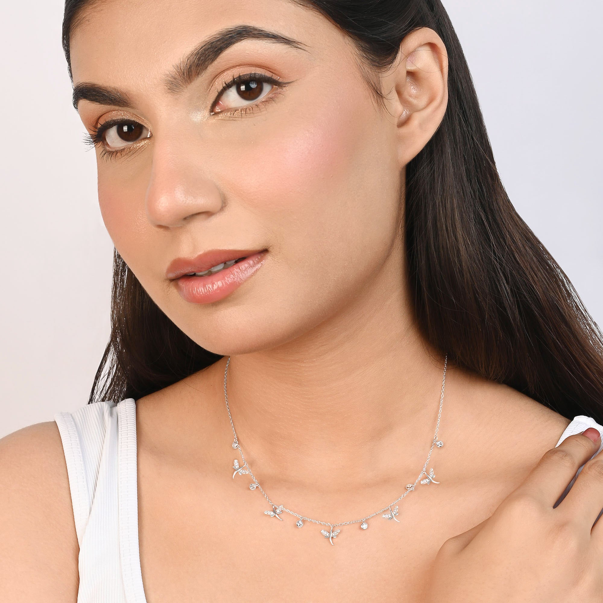 Dragonfly Charm Station Necklace