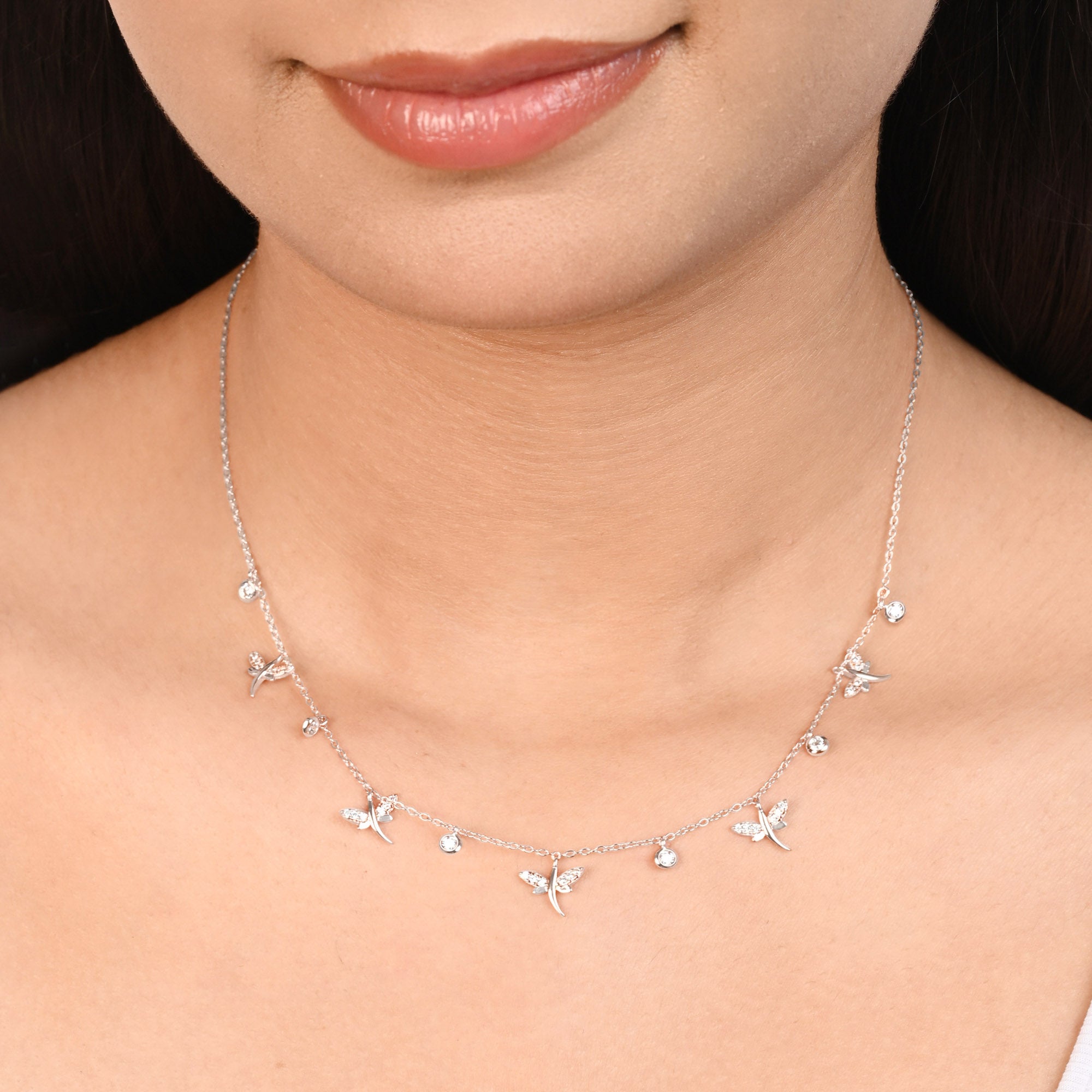 Dragonfly Charm Station Necklace