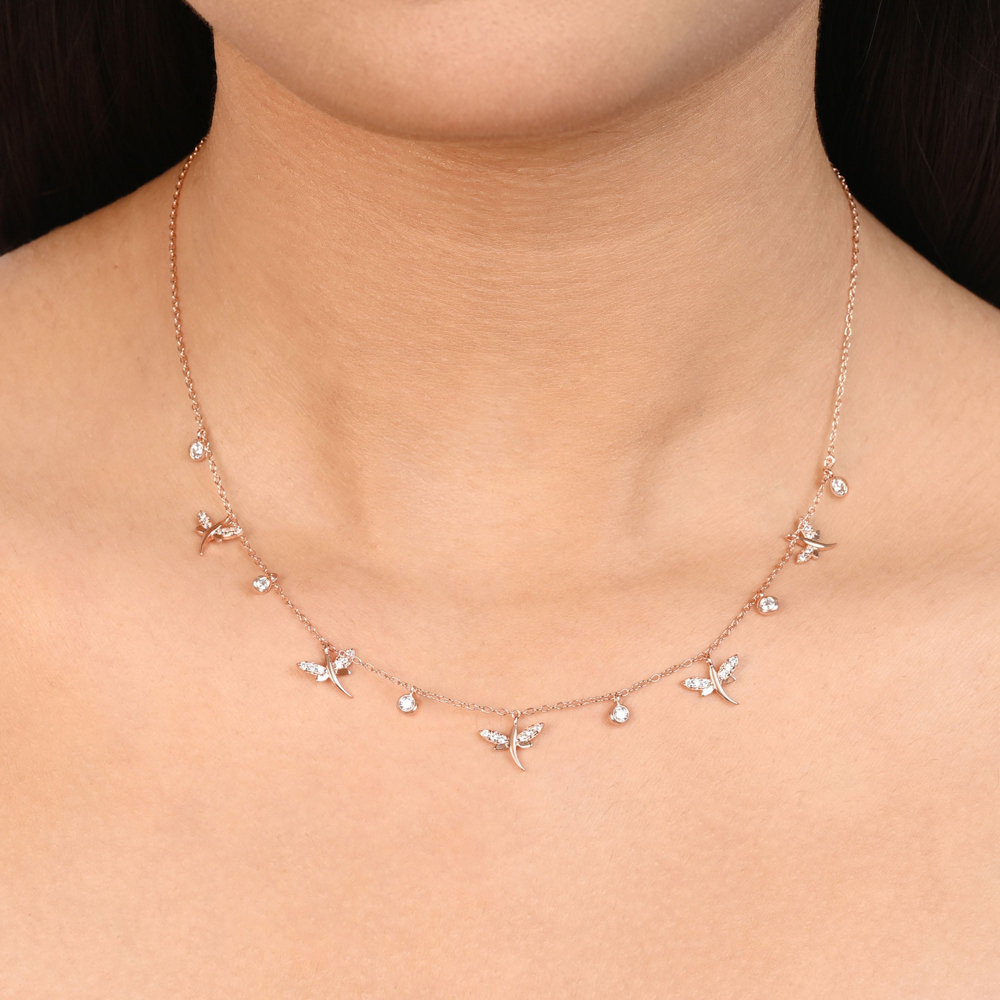 Dragonfly Charm Station Necklace