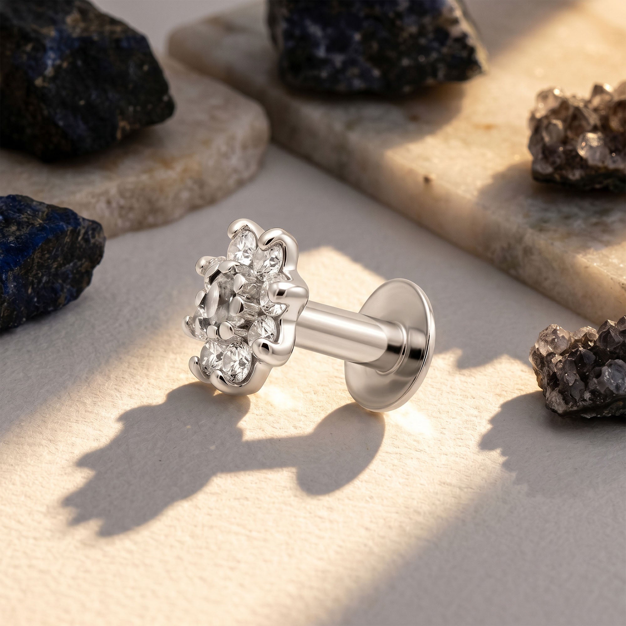 Classic Crystal Bloom Silver Stud