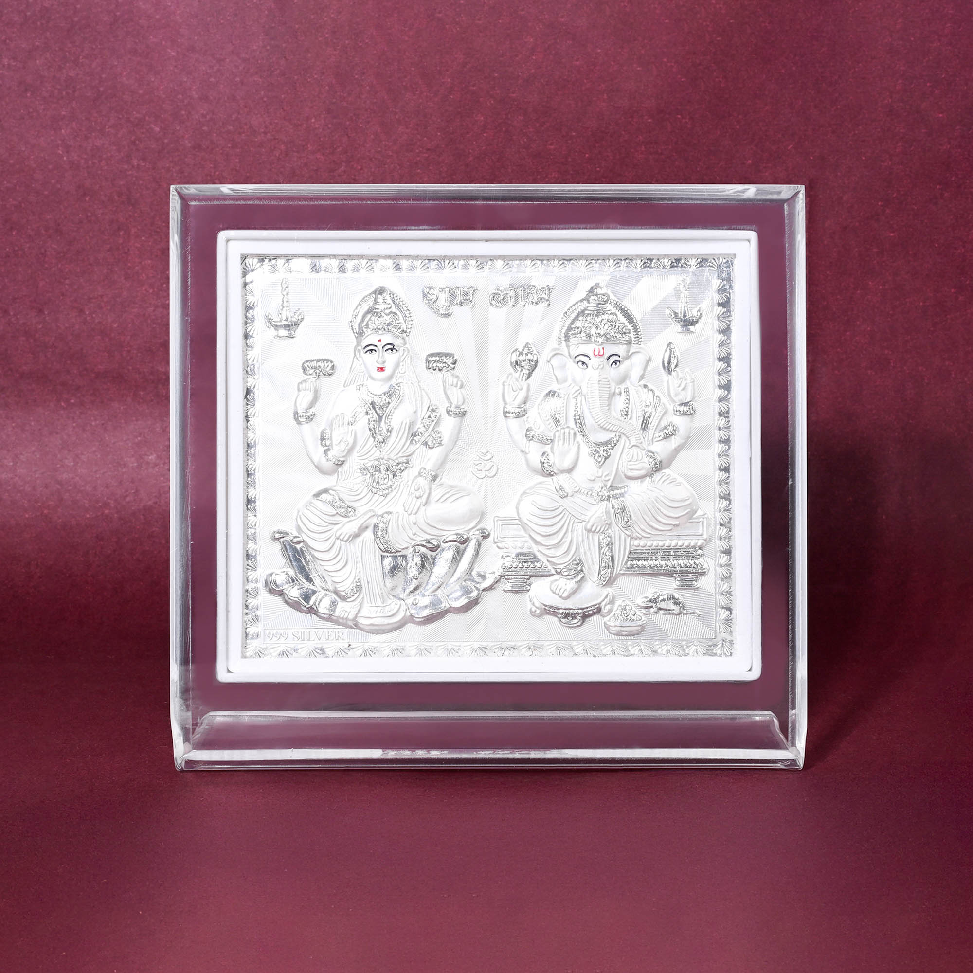 999 Silver Laxmi Ganesh Idol Frame