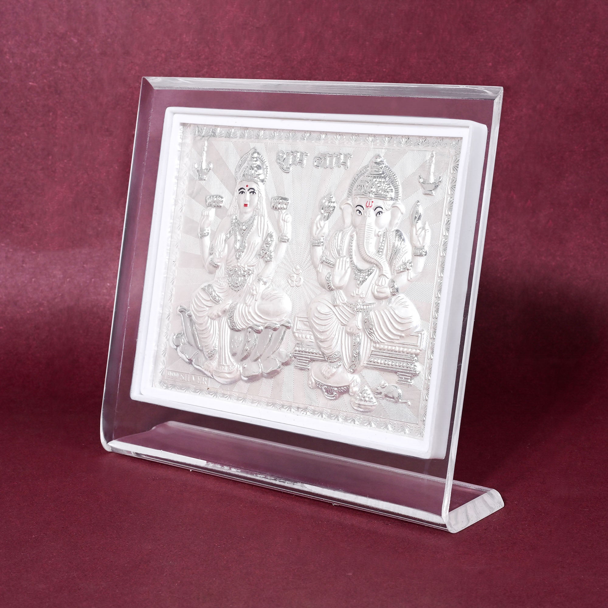 999 Silver Laxmi Ganesh Idol Frame