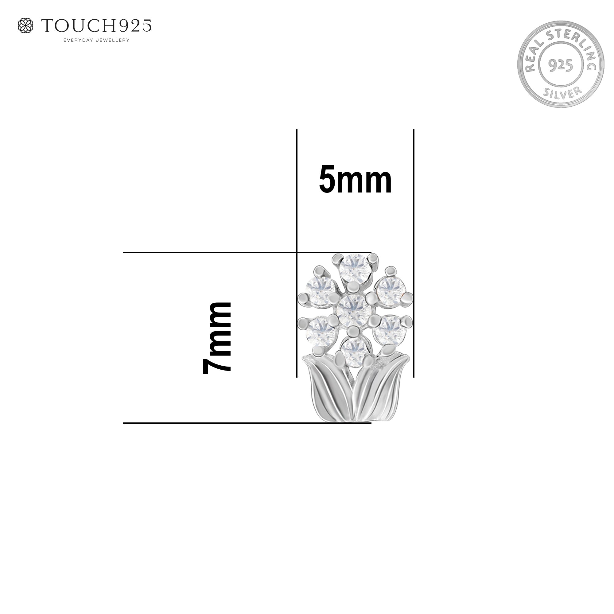 Chaand Phool Silver Nose Pin