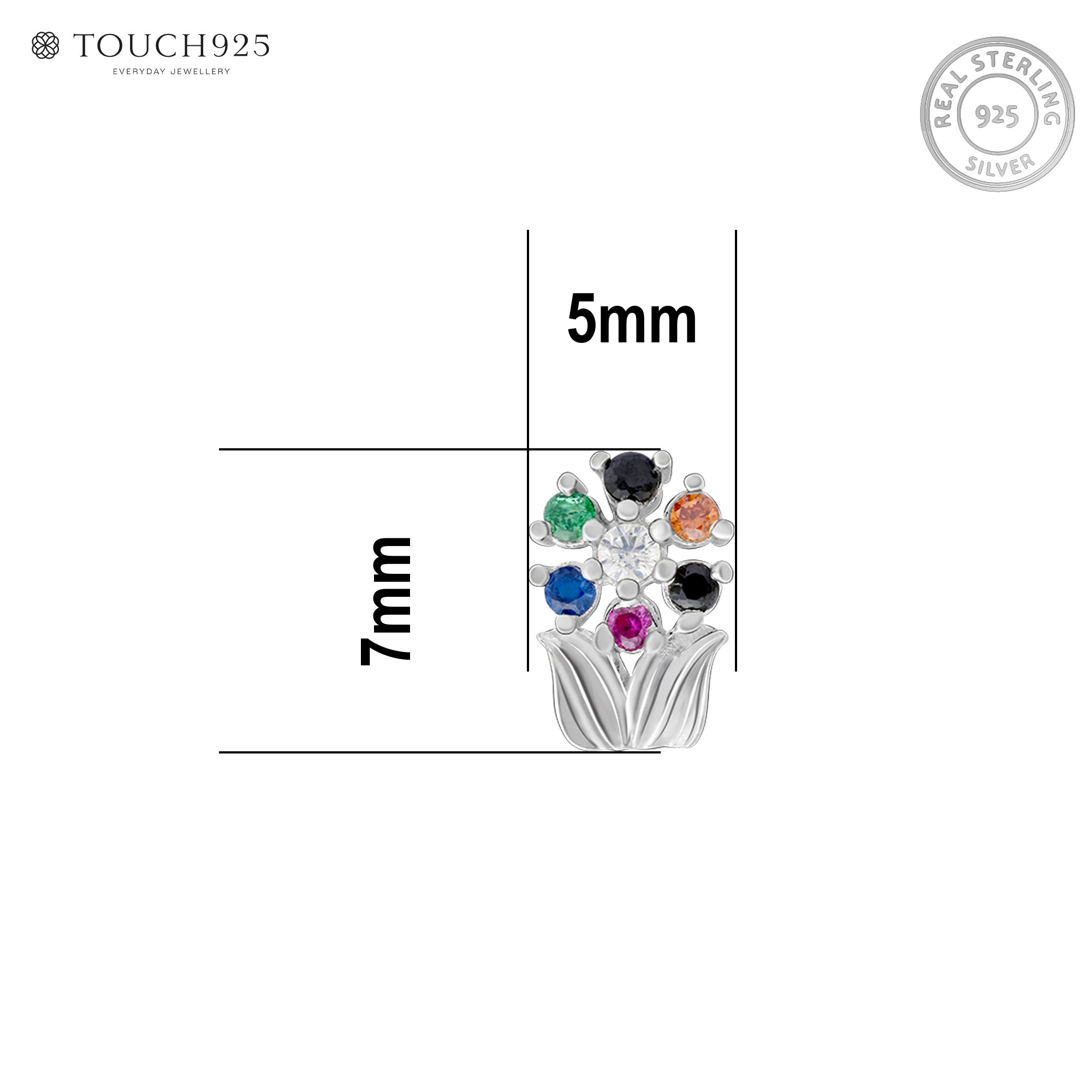 Chaand Phool Silver Nose Pin