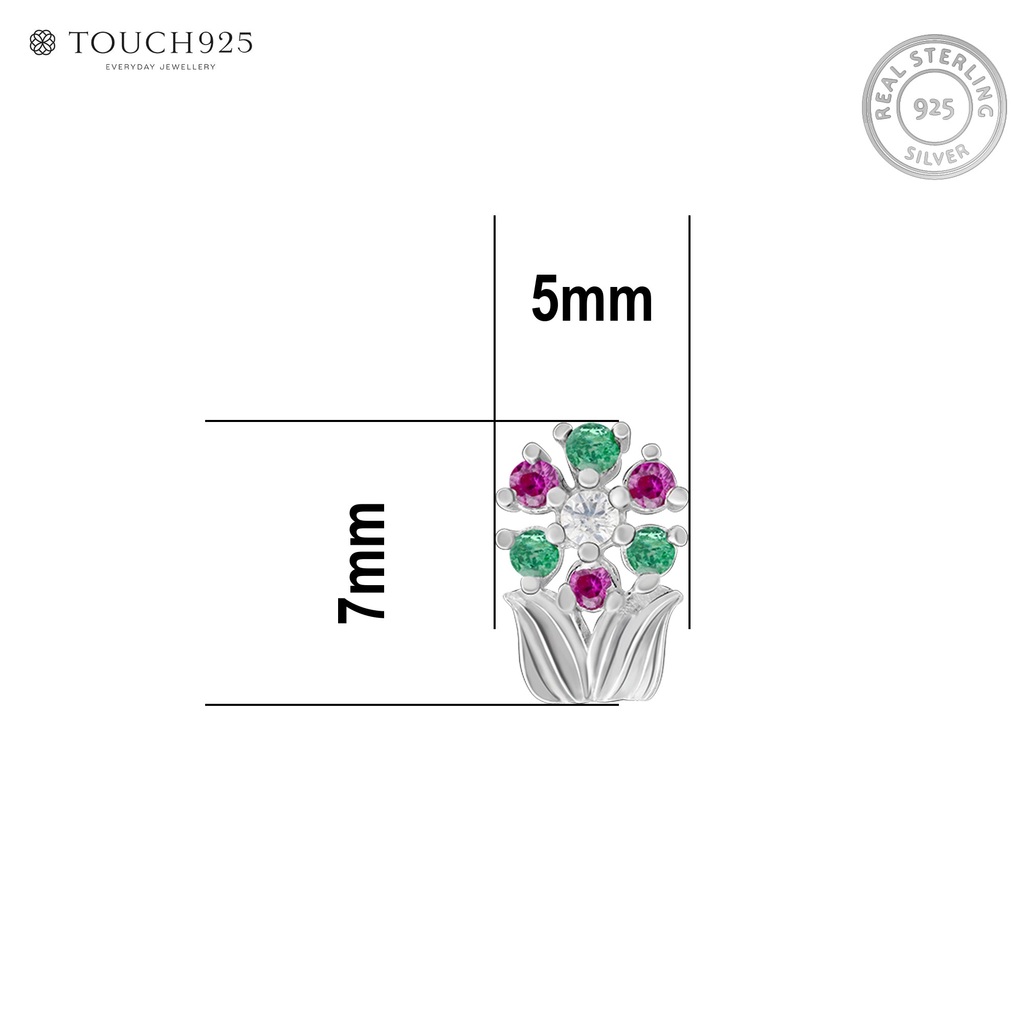 Chaand Phool Silver Nose Pin