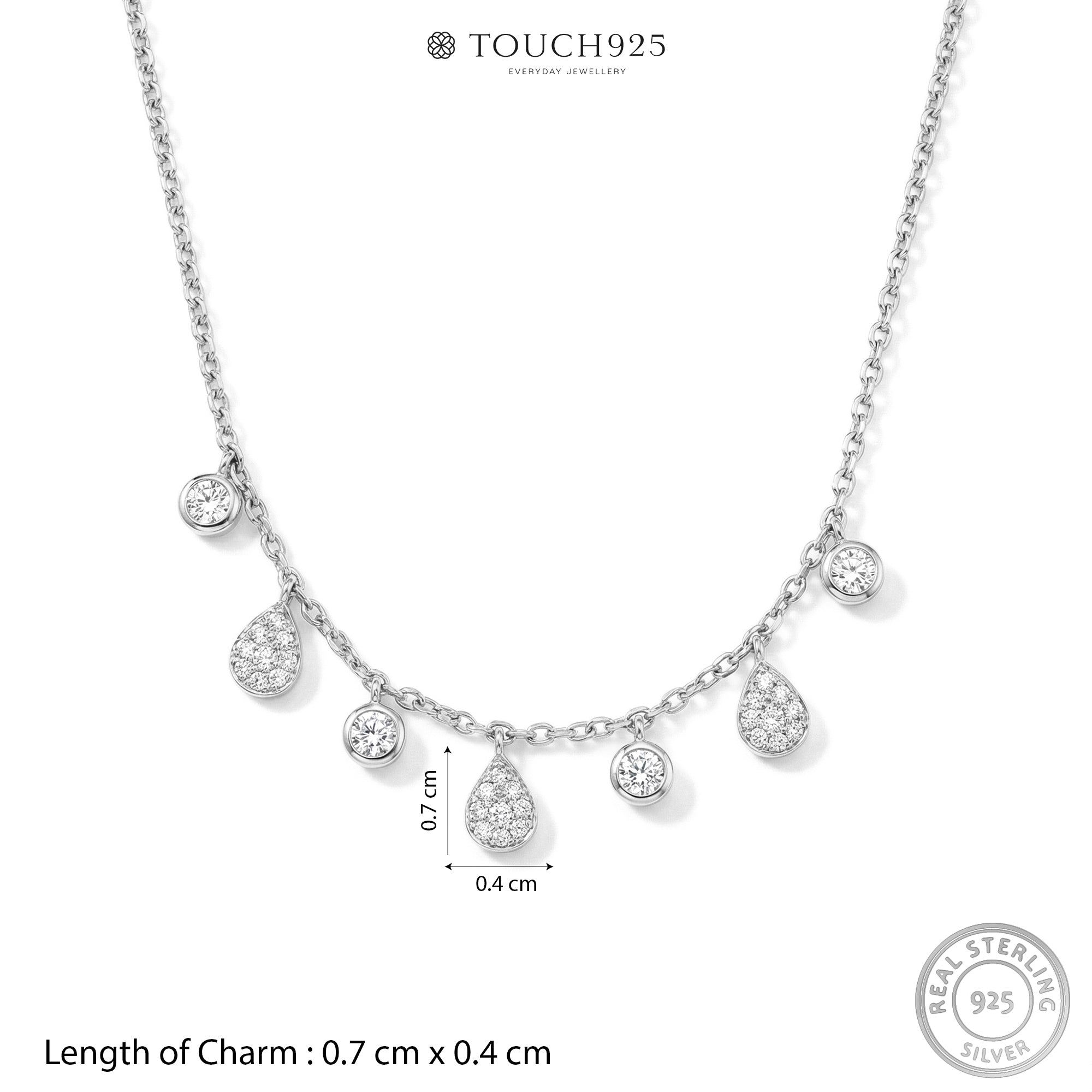 Teardrop Silver Charm Necklace