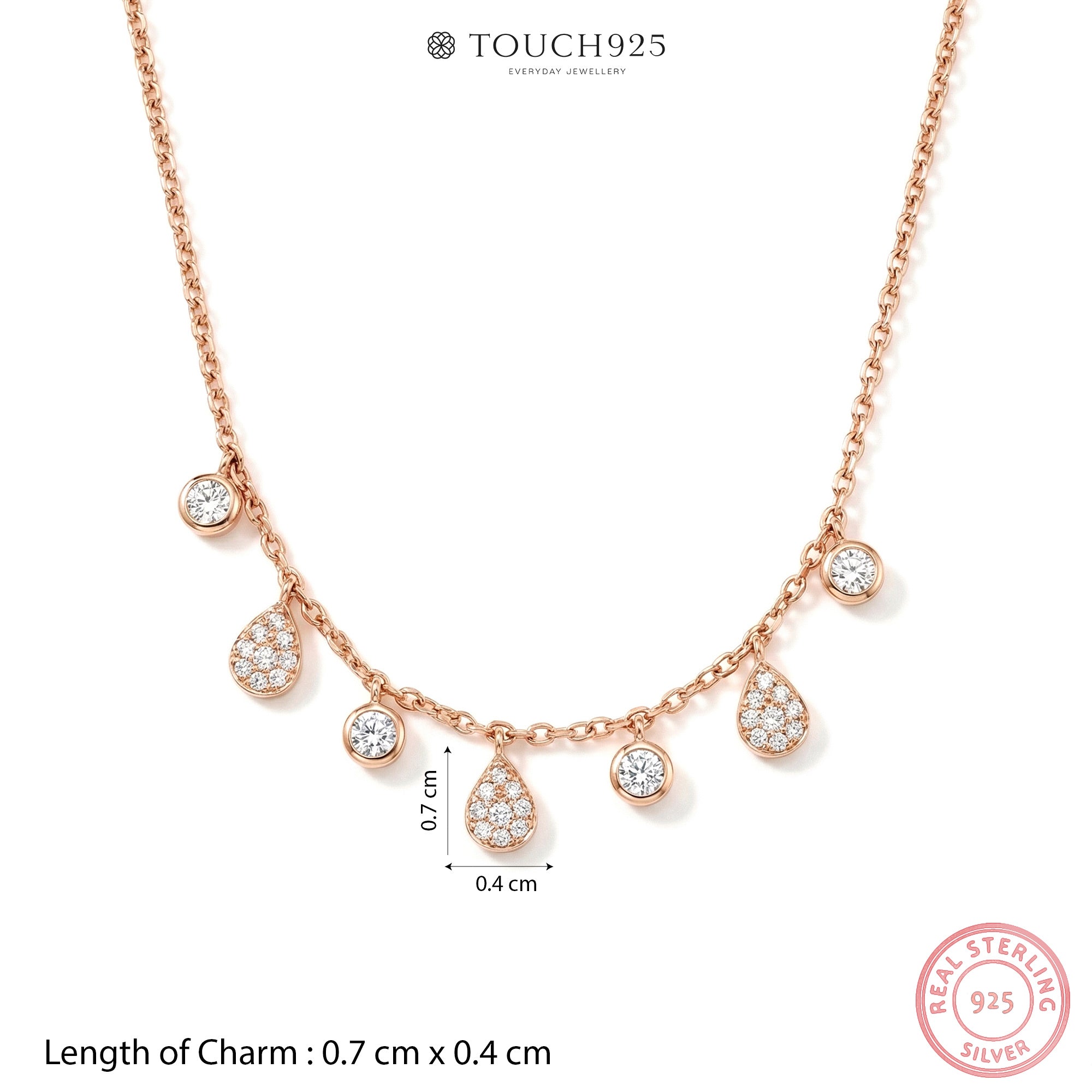 Teardrop Silver Charm Necklace