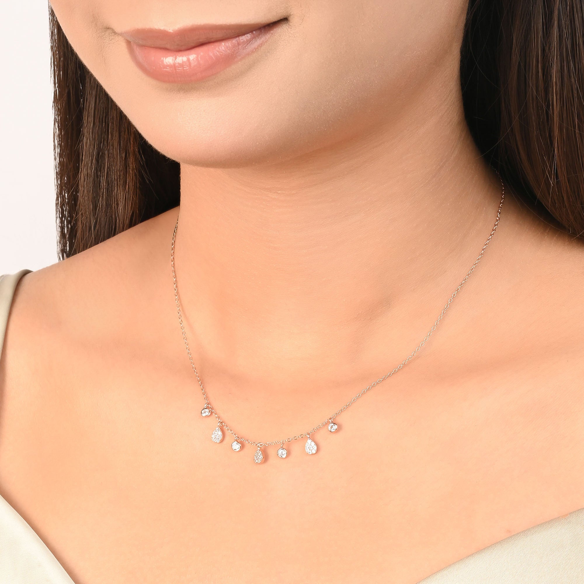 Teardrop Silver Charm Necklace