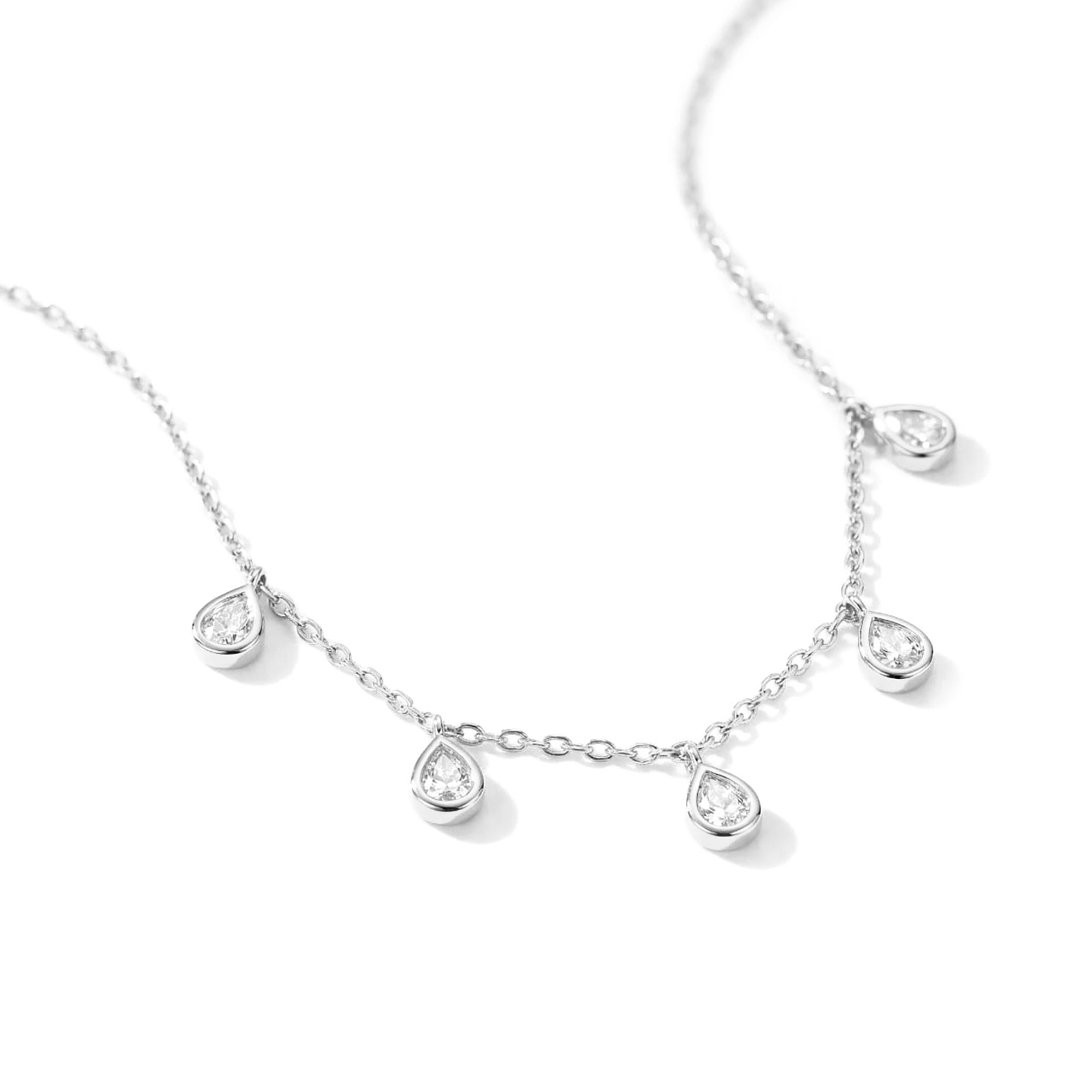 Teardrop Charm Silver Necklace