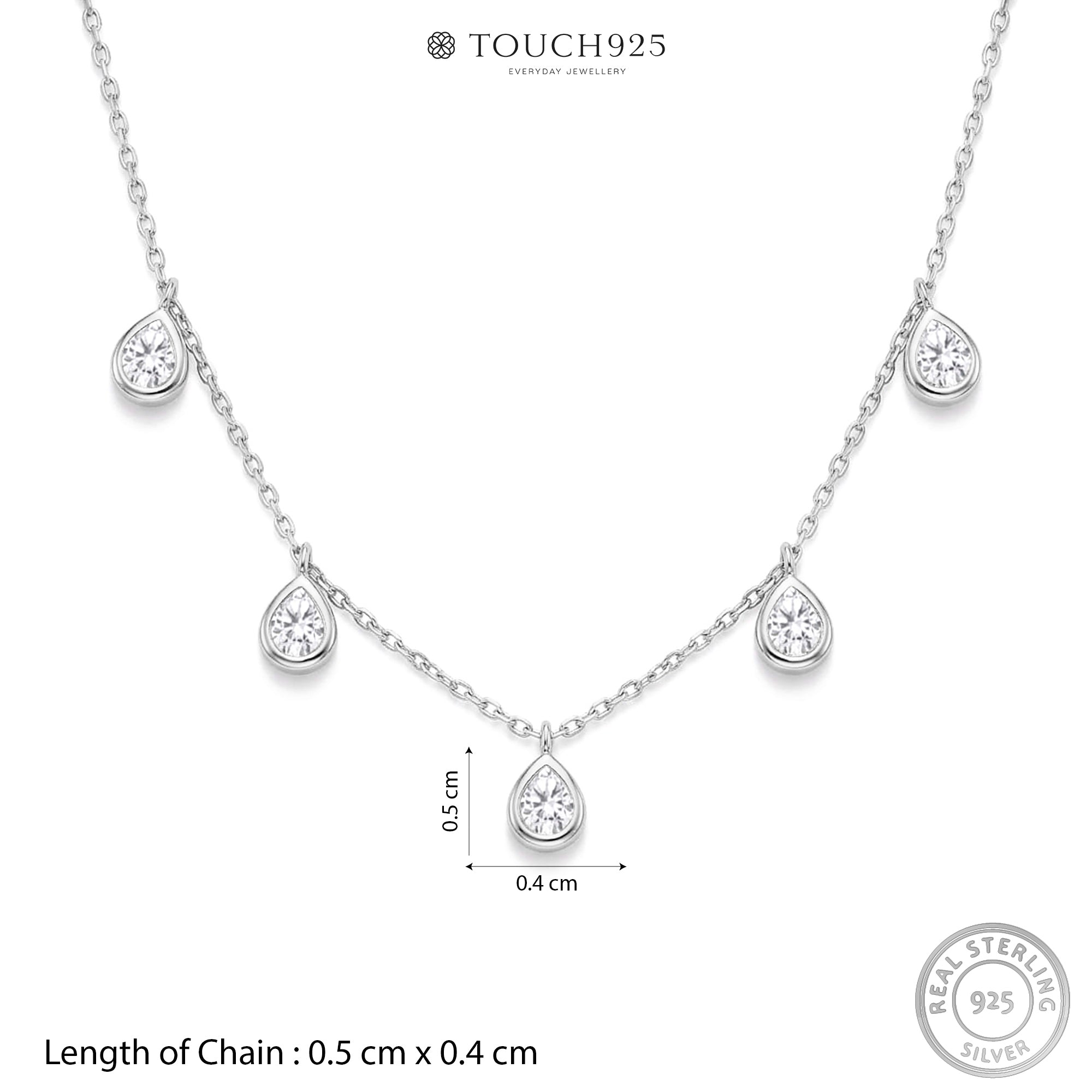 Teardrop Charm Silver Necklace