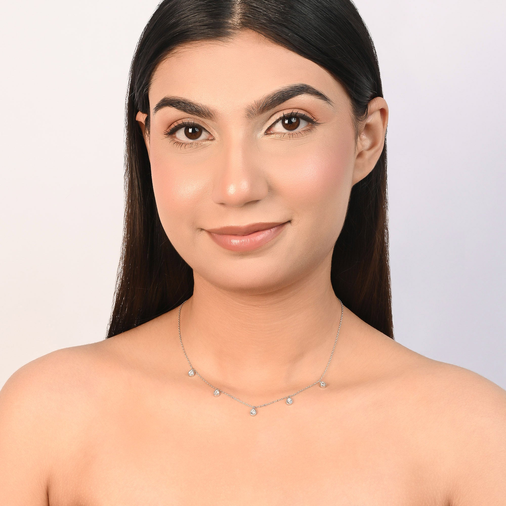 Teardrop Charm Silver Necklace