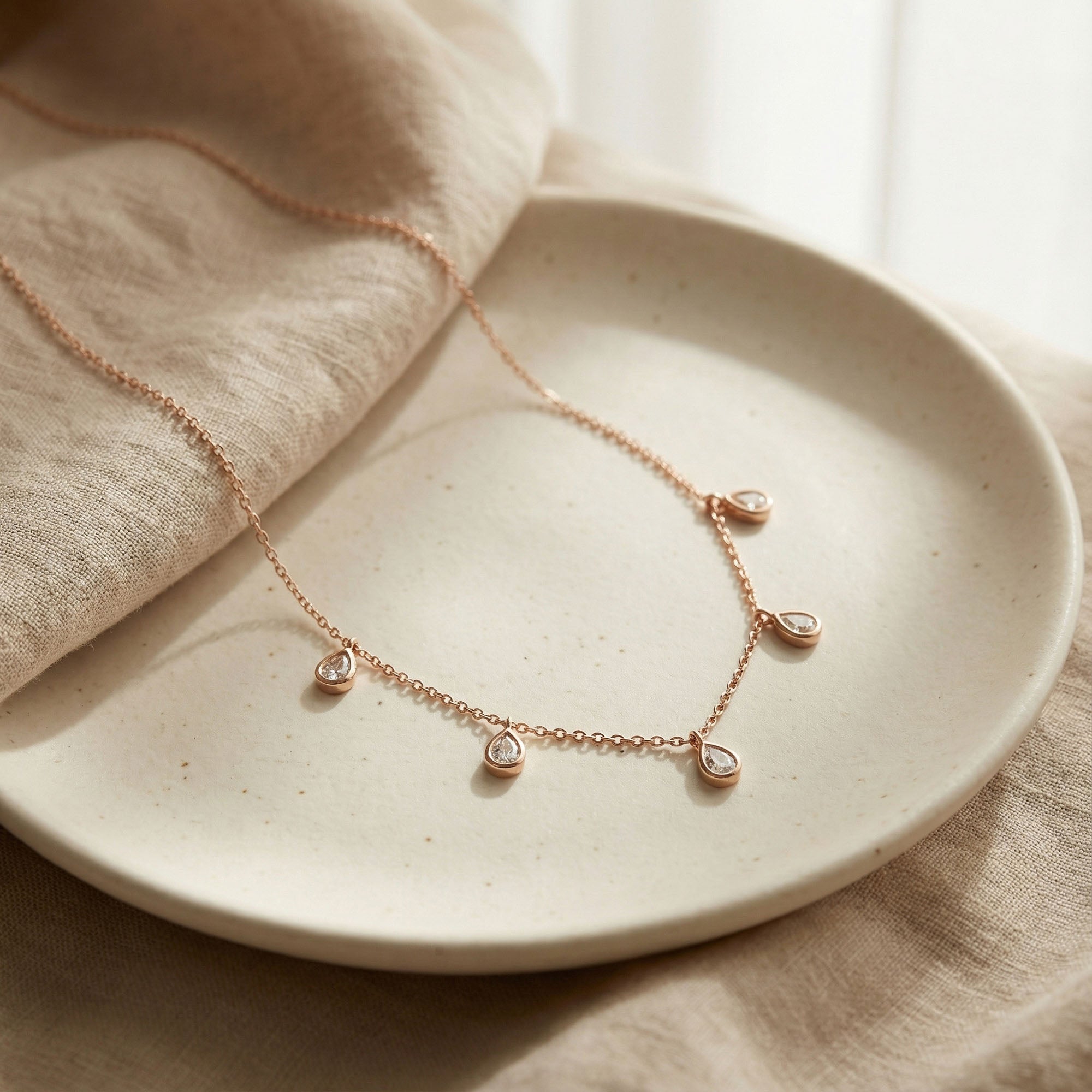 Teardrop Charm Silver Necklace