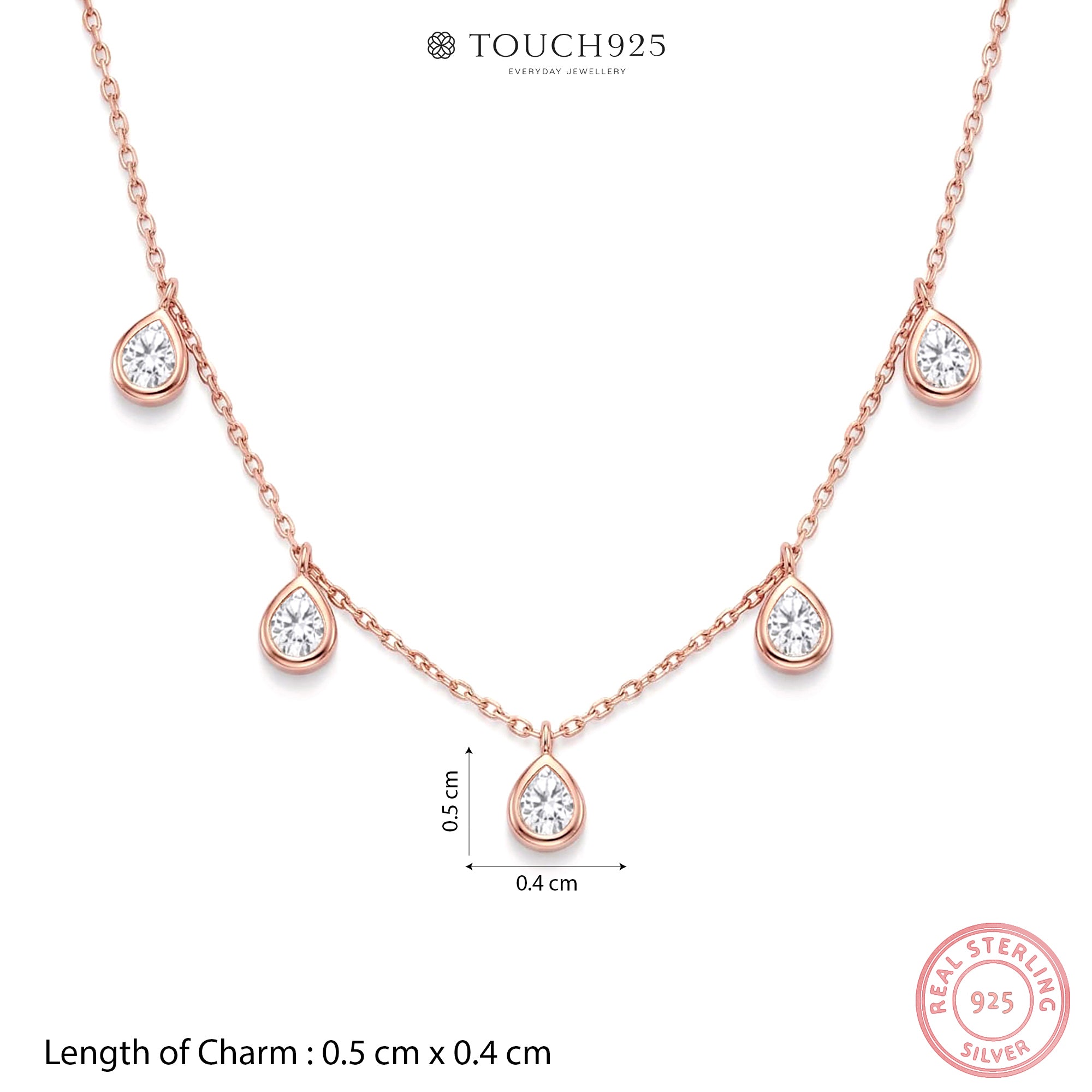 Teardrop Charm Silver Necklace