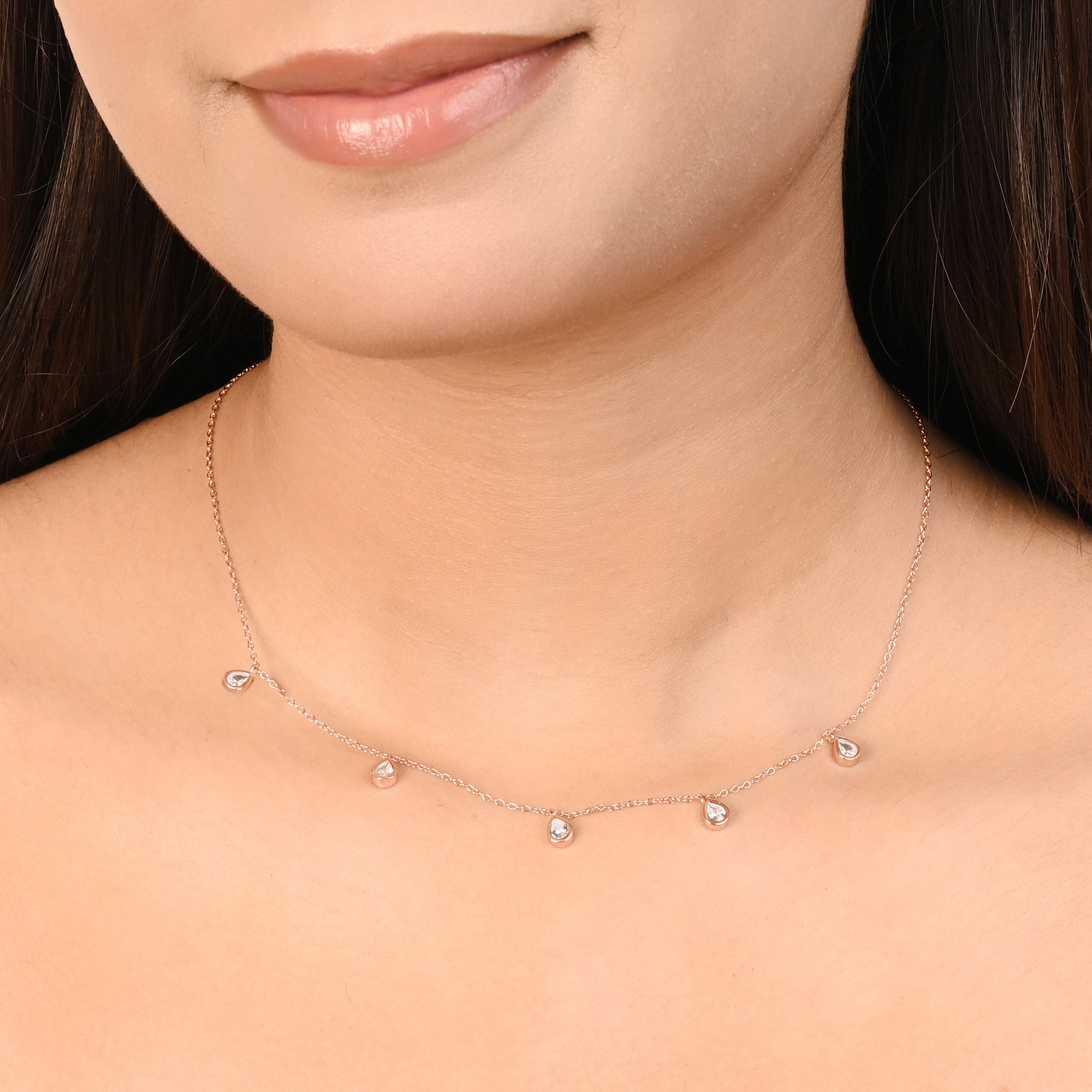 Teardrop Charm Silver Necklace