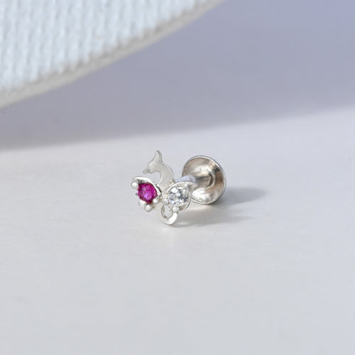 Peacock Motif Silver Nose Pin