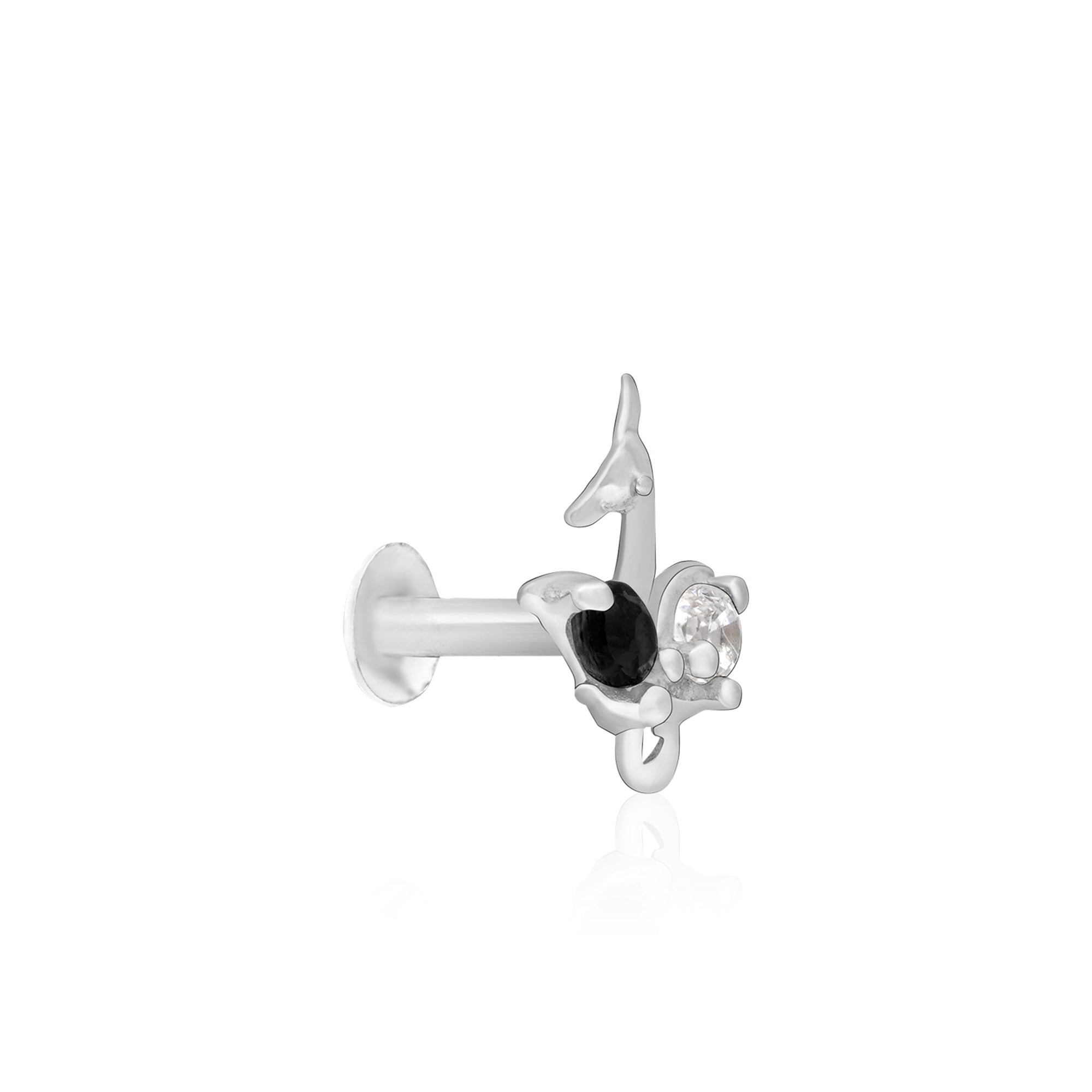 Peacock Motif Silver Nose Pin