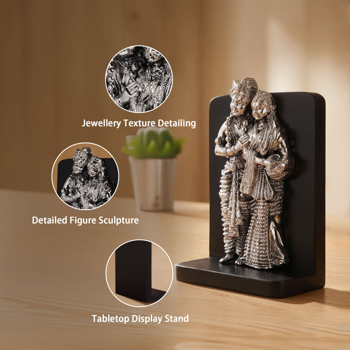 999 Silver Plated Radha Krishna Idol